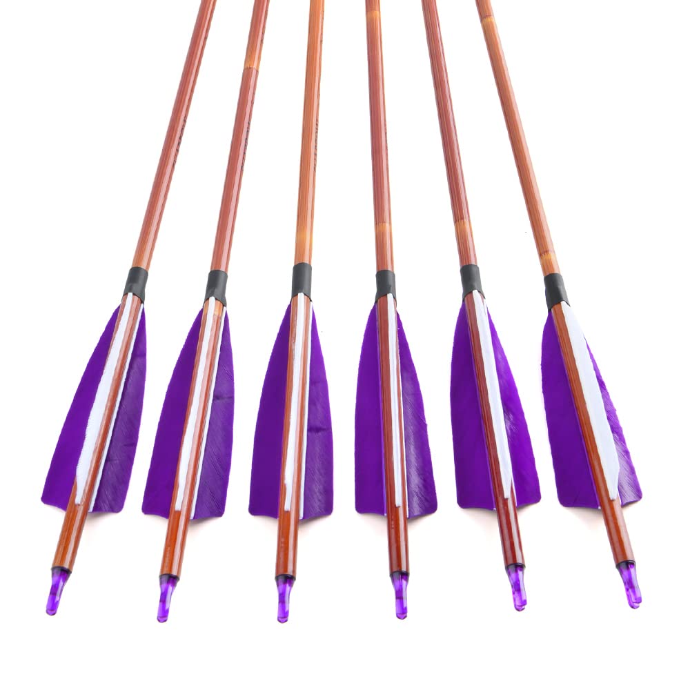 wolfman 12 Flèches Carbone Hybride SP500, Fût avec Plumes de Dindon Naturelles de 4 Pouces – Contrôle Optimal pour Compétitions Intérieures et Extérieures
