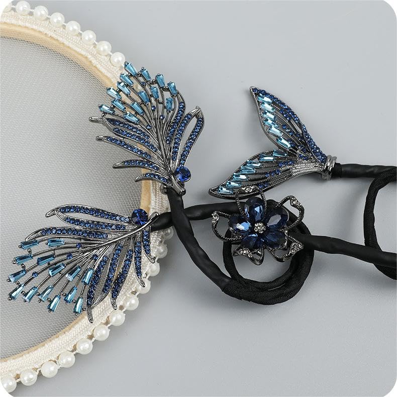 Miniatura 5 de Pinza para el pelo con flores de diamantes de imitación, elegante pinza para el cabello, máquina mágica para moños, moño de torsión francesa,