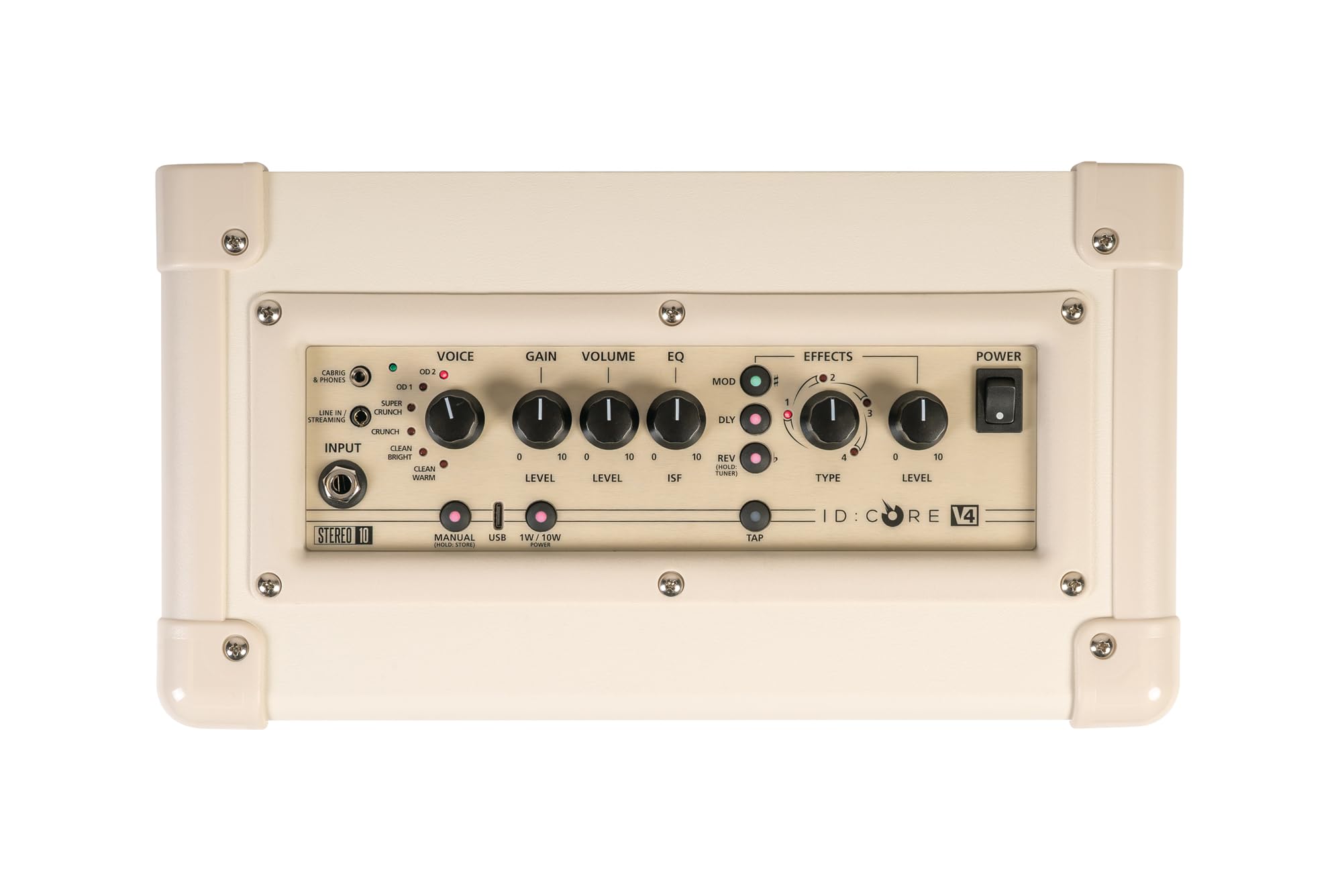 Blackstar ID Core 10 v4 Amplificatore combo per chitarra elettrica con ingresso Line-In/Streaming e registrazione diretta USB-C e riduzione di potenza di 1 Watt. Doppia Crema