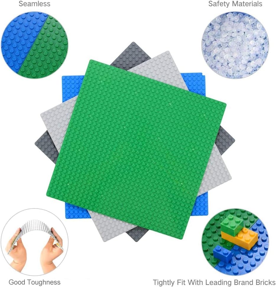 MIMAX Peel-and-Stick Baseplates 10PCS (10"x10"), Toy Building Brick Blocks Base Plates, Self Adhesive Baseplate for All Major Brands, Build On Table Wall (Light Gray) - Image 4