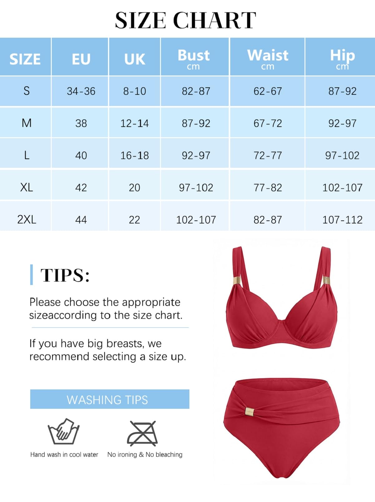 Yutdeng Bañador Dos Piezas Mujer Braga Alta Bikini Push Up con Aros Bikinis Reductor Barriga Talle Alto Vientre Plano con Pliegue Traje De Baño Mujer 2 Piezas Ropa de Baño Biquini — view 6