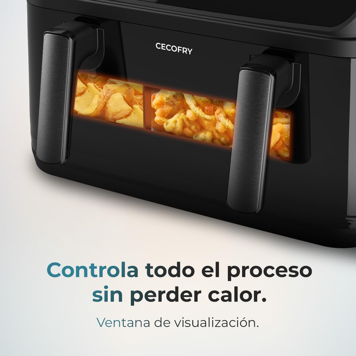 Cecotec Freidora de Aire 10 L Cecofry&Grill Duoheat 10000 2800W | Cuatro Resistencias para Dorado Perfecto, Temperatura Dual, Pared Divisoria Móvil, Dos Cestillos Independientes, Air Fryer