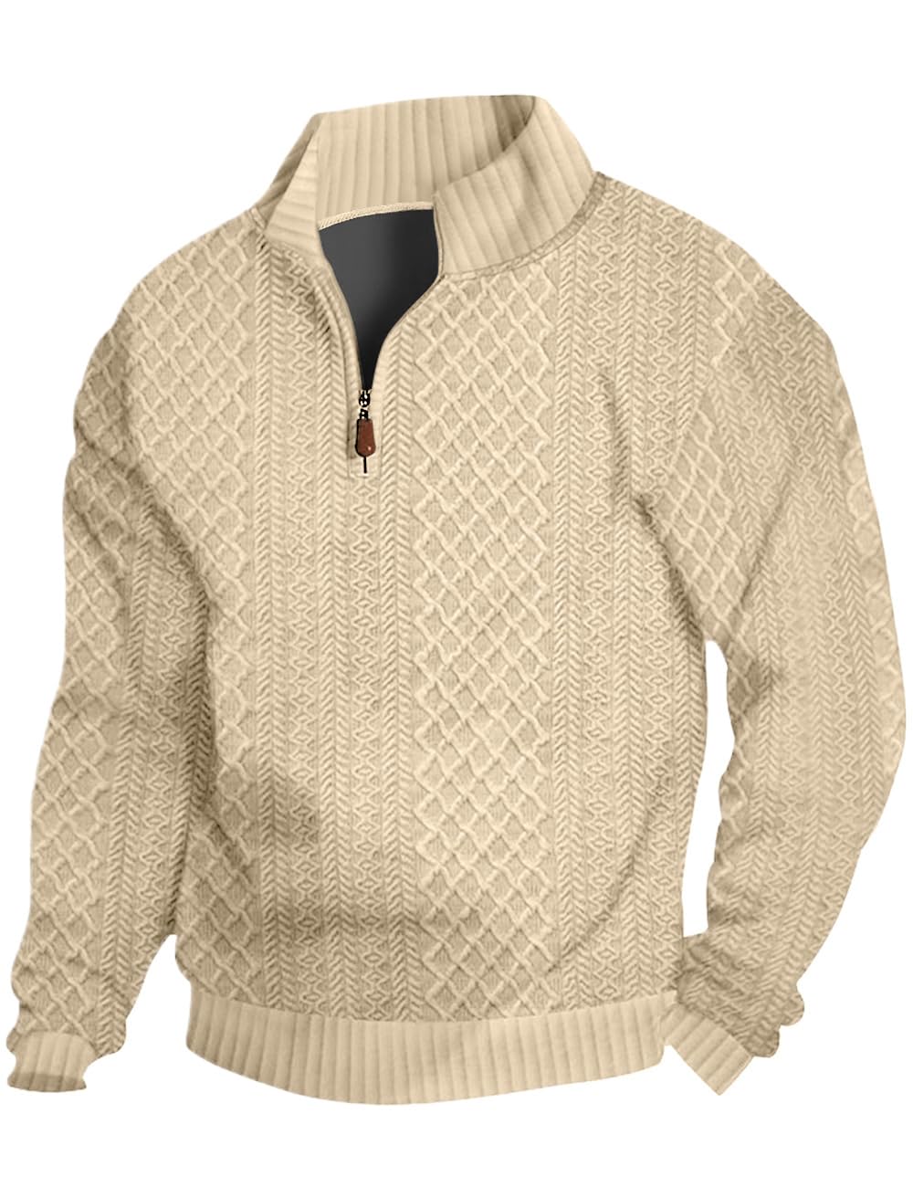 Men's Casual Quarter Zip Sweatshirt Pullover Sweater Casual Long Sleeve Stand Collar Quarter Sweaters