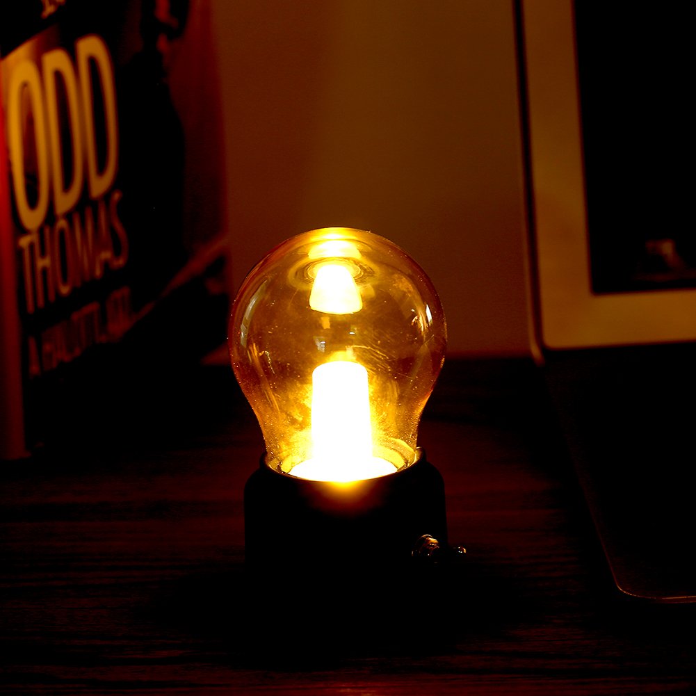 Lampadina senza fili USB da tavolo, USB ricaricabile LED Night Light Mini comodino scrivania lampada a risparmio energetico ed elegante per l'illuminazione da comodino camera da letto(Nero)