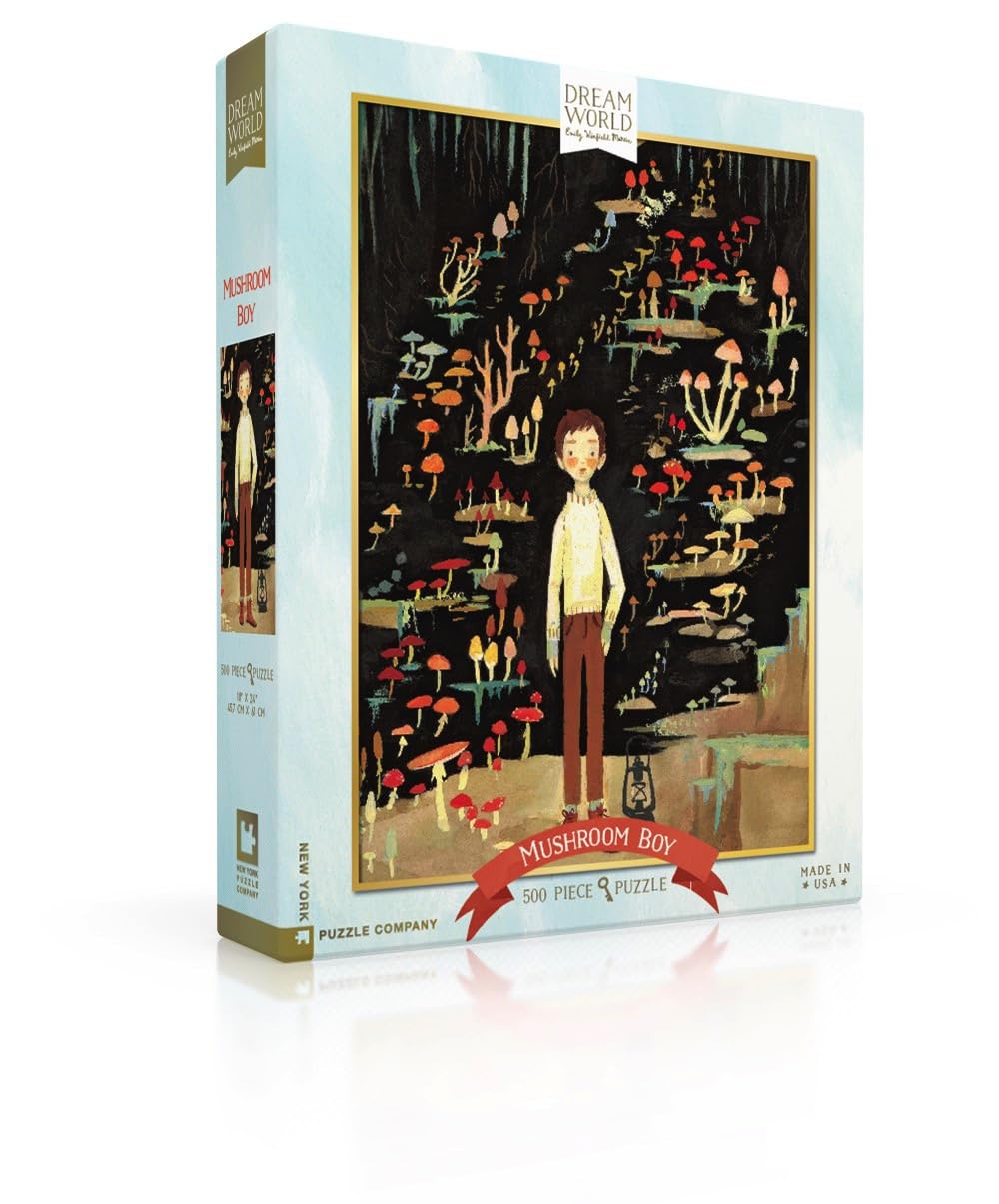 New York Puzzle Company - Dream World Mushroom Boy - 500 Piece Jigsaw Puzzle for Adults by Emily Winfield Martin - Image 3