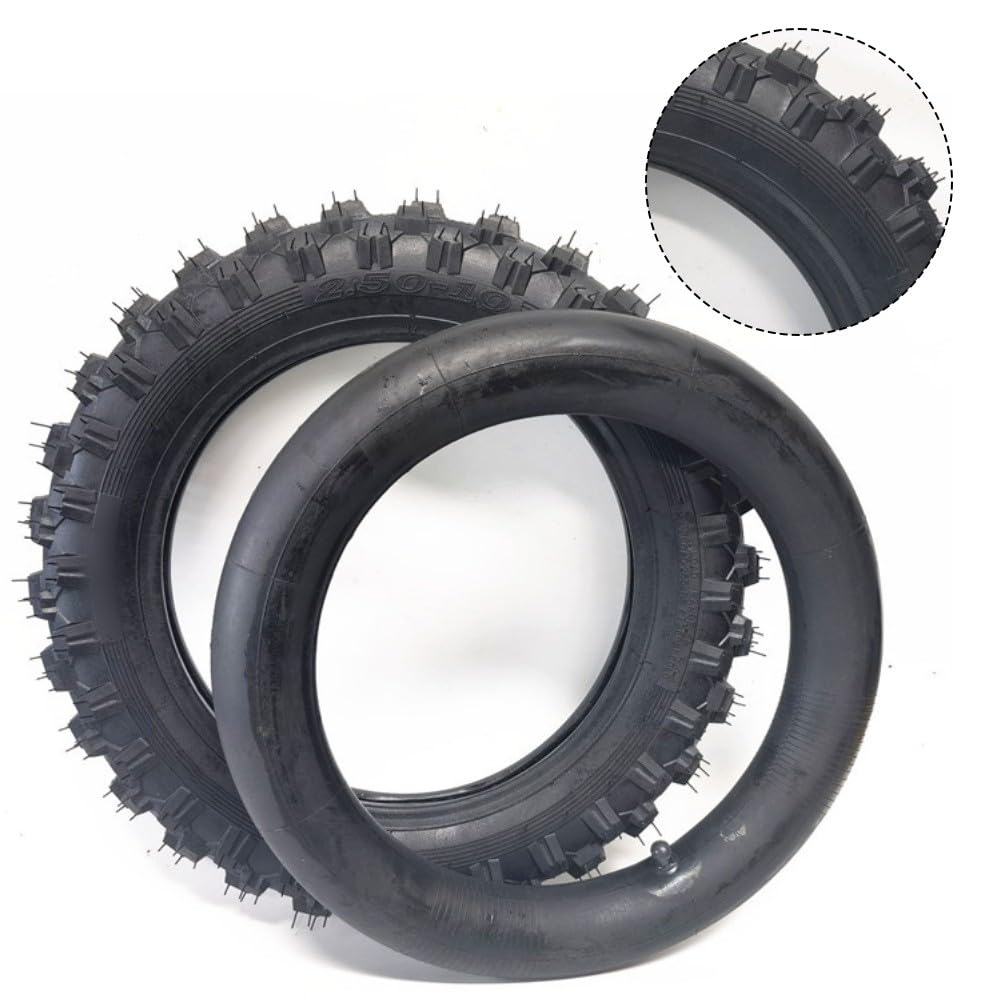 14" 2.50-10 pour pneu de moto avec chambre à air épaissie, conception de pointe incurvée et droite pour modèles tout-terrain, valve TR4, noir