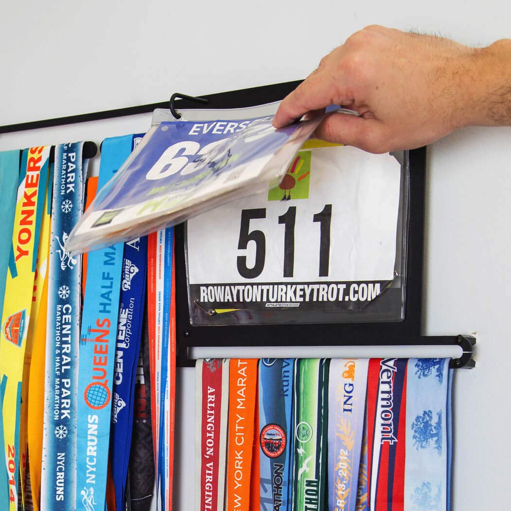 Amazon.com: Deluxe BibFOLIO+ Race Bib & Medal Display | Wall Mounted Medal  Hanger | Display Over 100 Medals & 200 Race Bibs : Sports & Outdoors