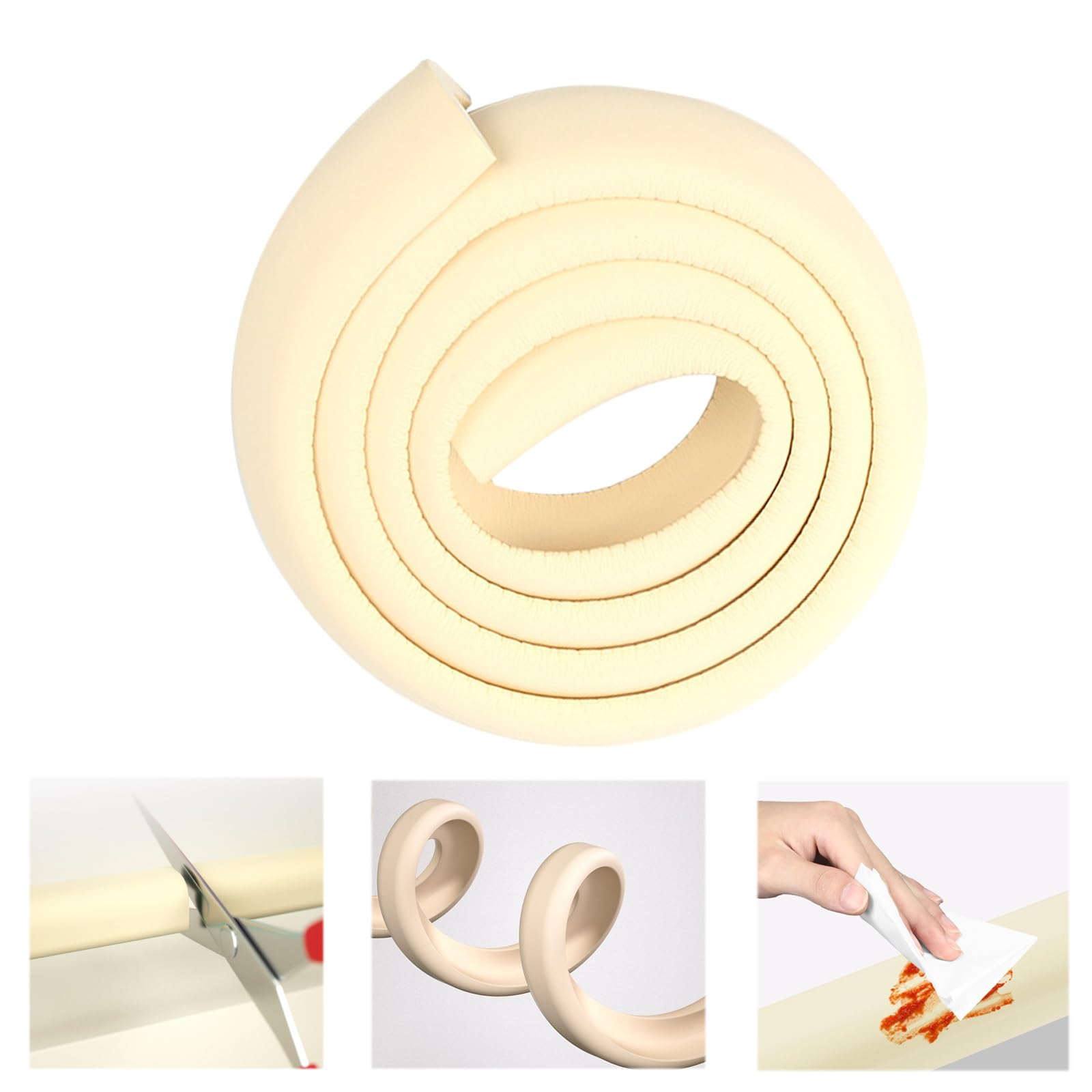 Protectores de Esquinas - Cojín de Espuma Protectora Suave en Forma de L for Bordes de Muebles - Protectores de Bordes a Prueba de bebés con Fuerte adherencia(Beige,20M)