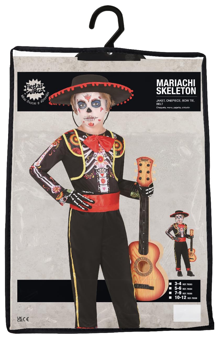 FIESTAS GUIRCA Mariachi Skeleton Boys Fancy Dress Costume - Mexican Day of the Dead Suit - Boys Halloween Costumes Age 7-9 Years - Image 4
