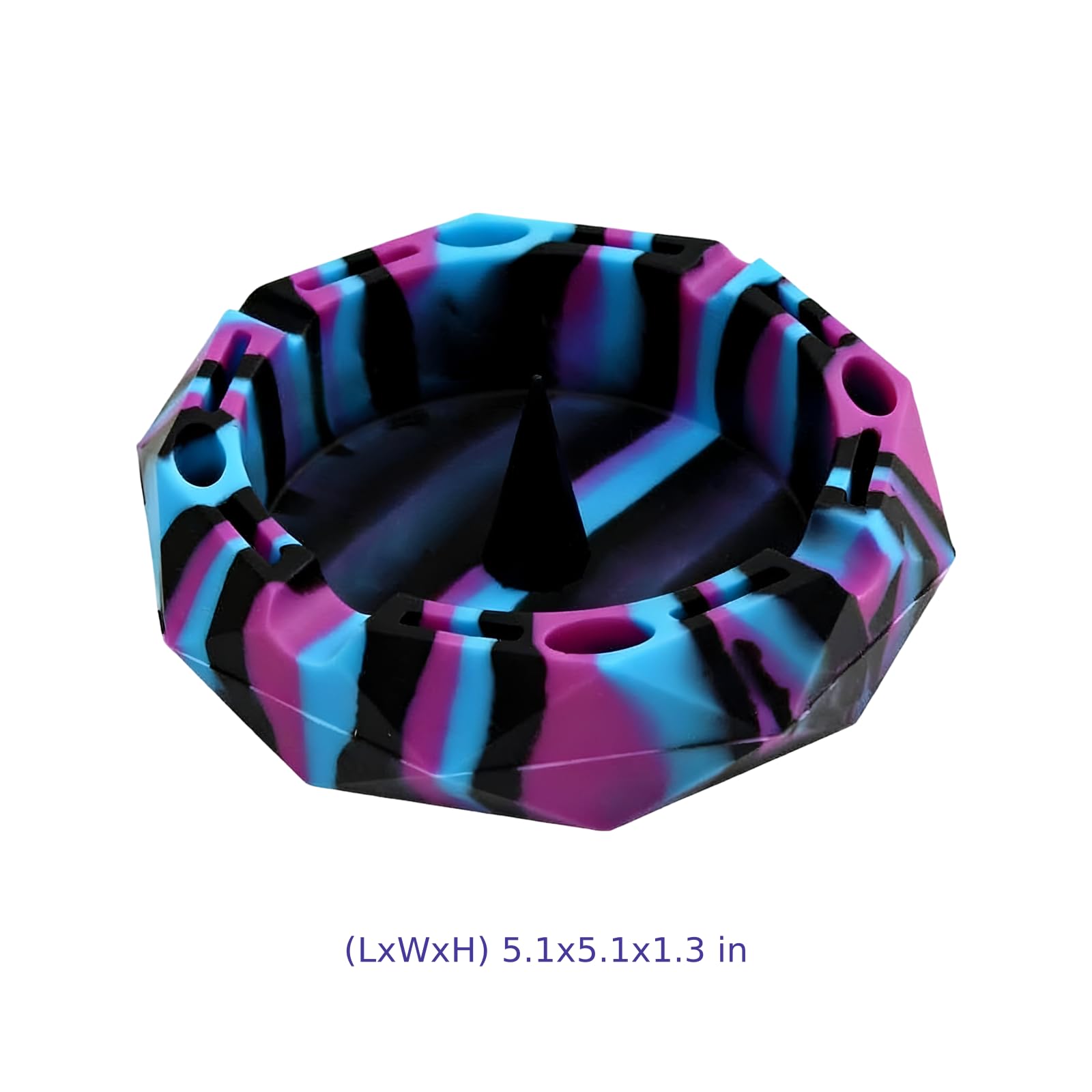 Posacenere in silicone, geometrico portatile, con 8 scomparti, diametro 13 cm, altezza 3,3 cm, per feste, viaggi all'aperto