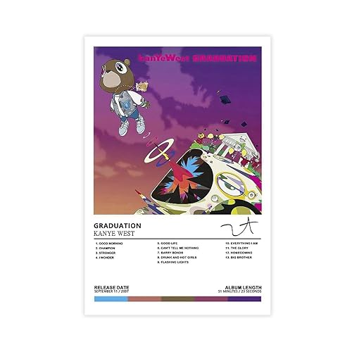 BAVIEN Kanye West Poster Graduation Album Cover Posters Rap Music