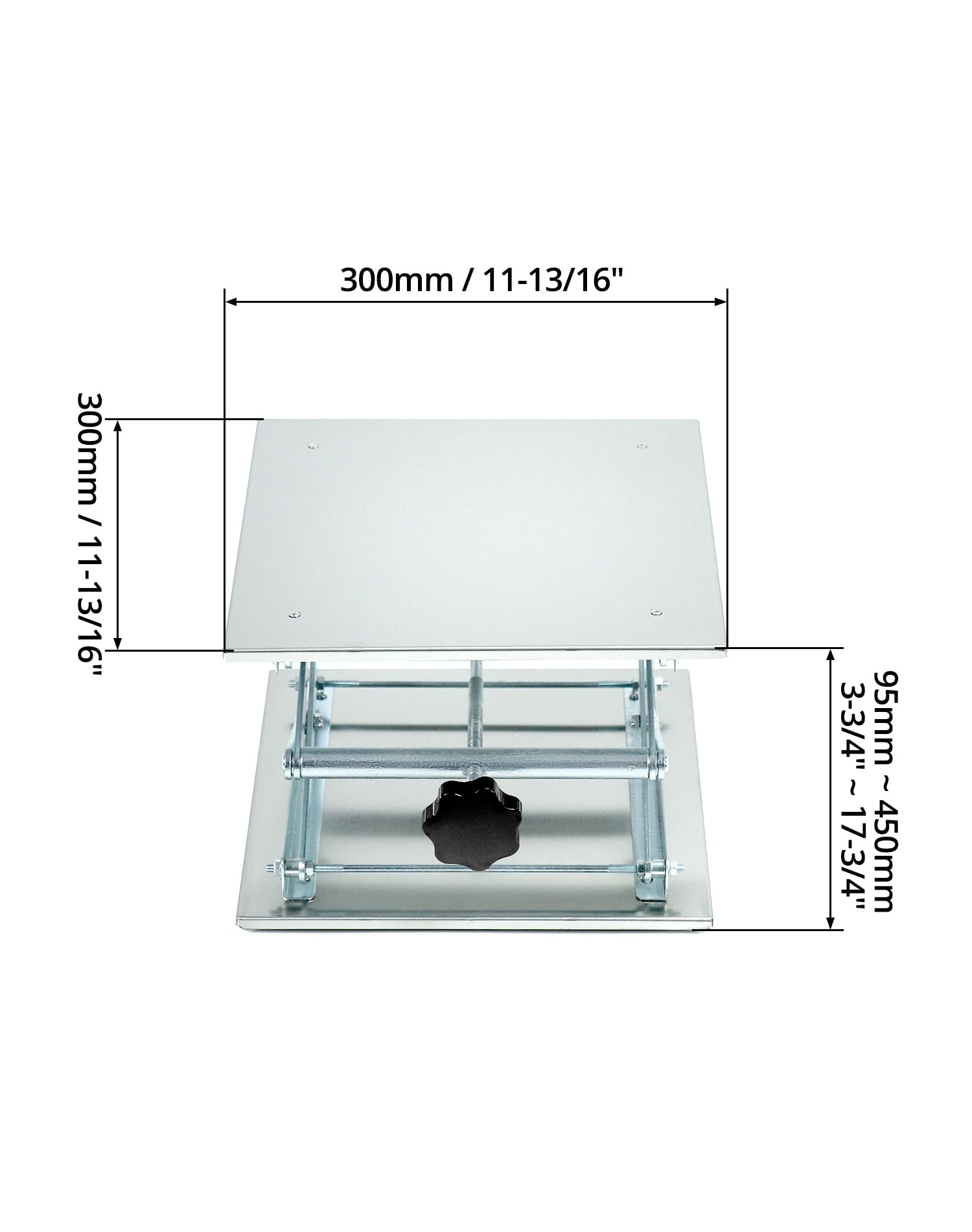 QWORK Gato de laboratorio de 12 x 12 pulgadas, soporte de tijera de acero inoxidable 304, plataforma de soporte de laboratorio de 18 pulgadas de altura, capacidad de carga de 55 libras