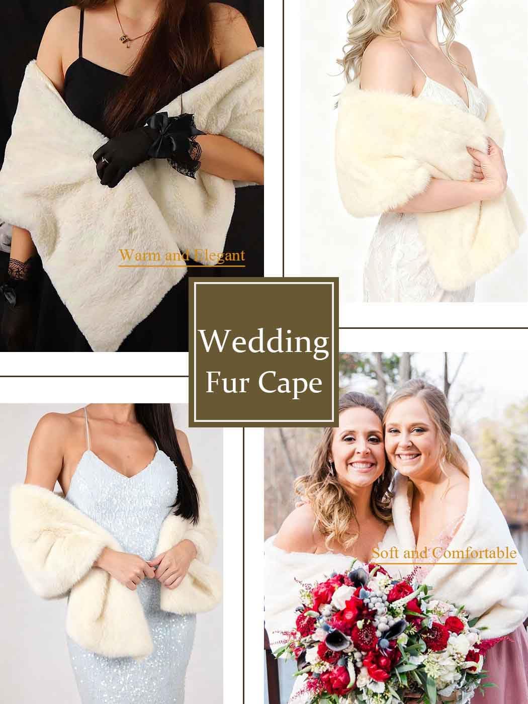 Yalice Women's Wedding Faux Fur Shawl and Wrap Bridal Fur Stole Fur Scarf for Bride and Bridesmaids - Image 5