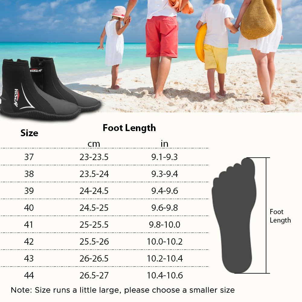 5 mm Neopren-Tauchstiefel Neoprenanzug-Stiefel mit seitlichem Reißverschluss für Männer und Frauen, Schnorcheln, Tauchen
