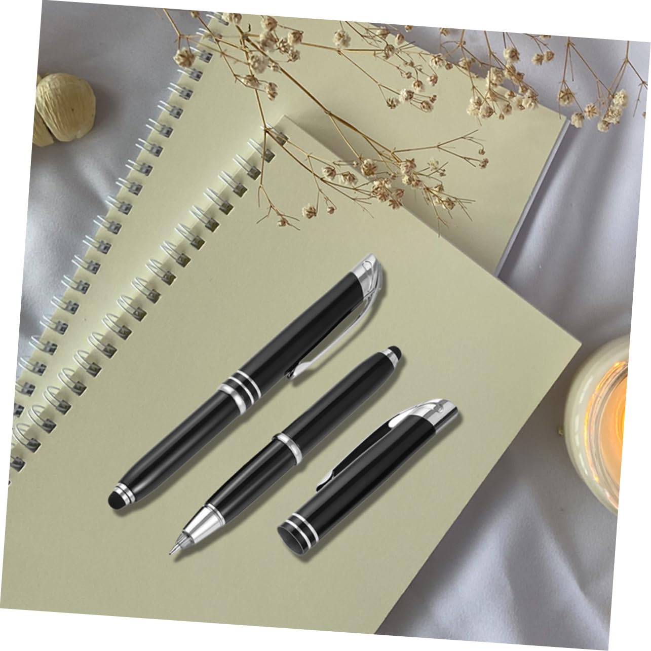 Housoutil 2 Set Penne Metalliche Con Luce Led Penne Portatili Per Ufficio E Touchscreen Scrittura E Comfortevole Design Elegante E Compatto Per Lavoro 3 Pezzi * 2