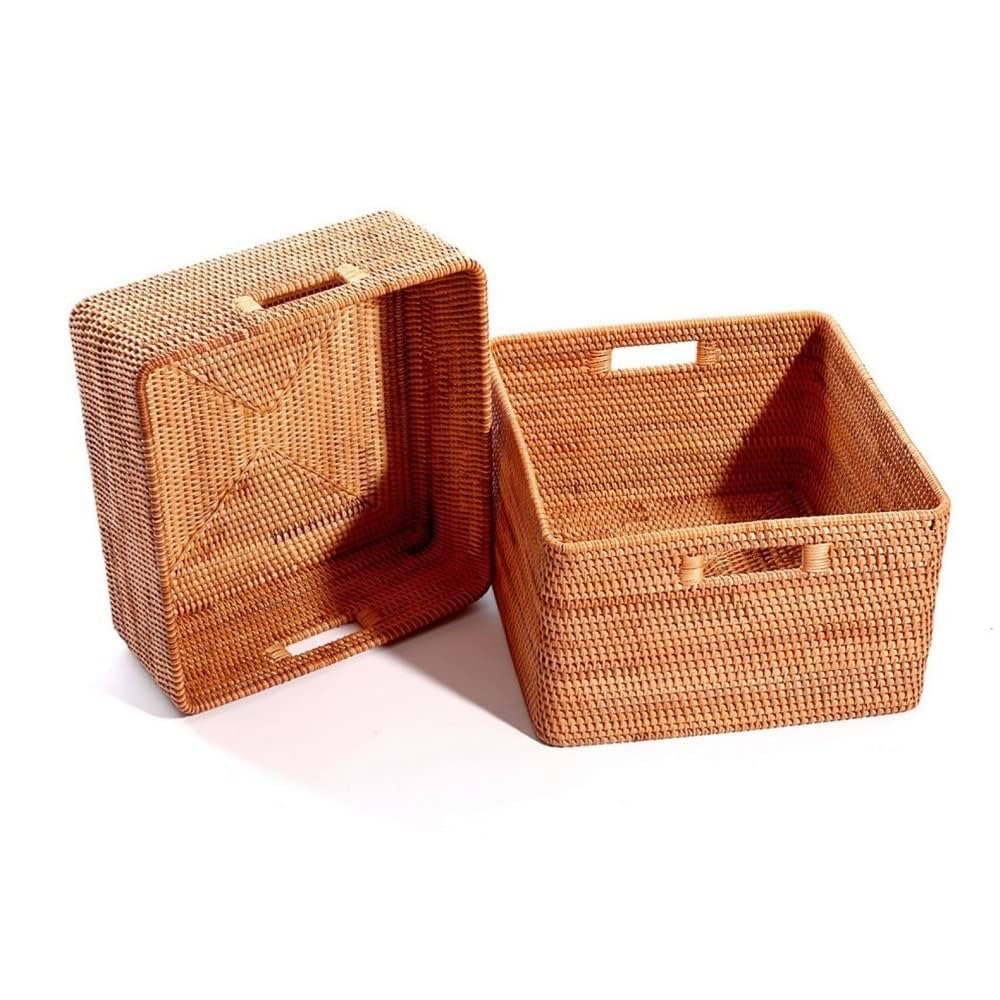 Panier Rangement Rotin SUMTree Avec Couvercle - 22x13cm - Déco Organisateur Maison Cuisine
