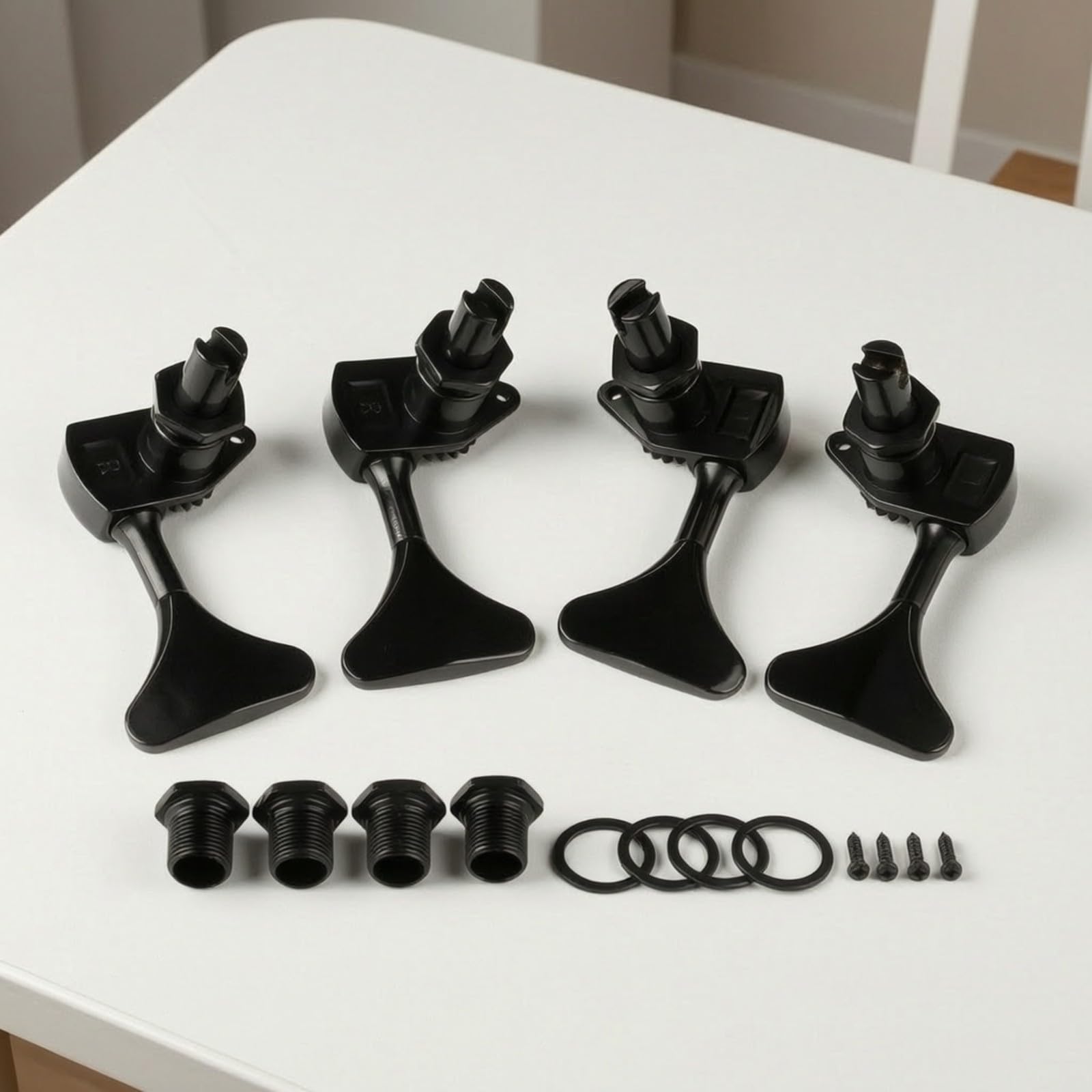 4 Piezas Clavijero con Engranajes Ligero | Estable, Preciso, Herraje, para Luthería, Plateado