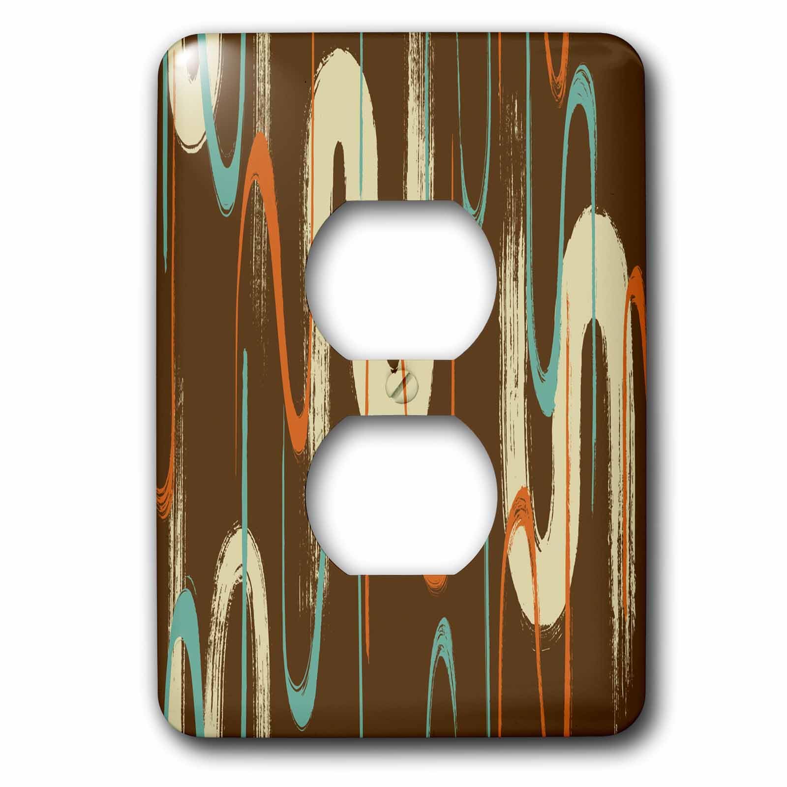 Tapas de enchufe dobles decorativas 3dRose en colores crema, ocre y azul agua
