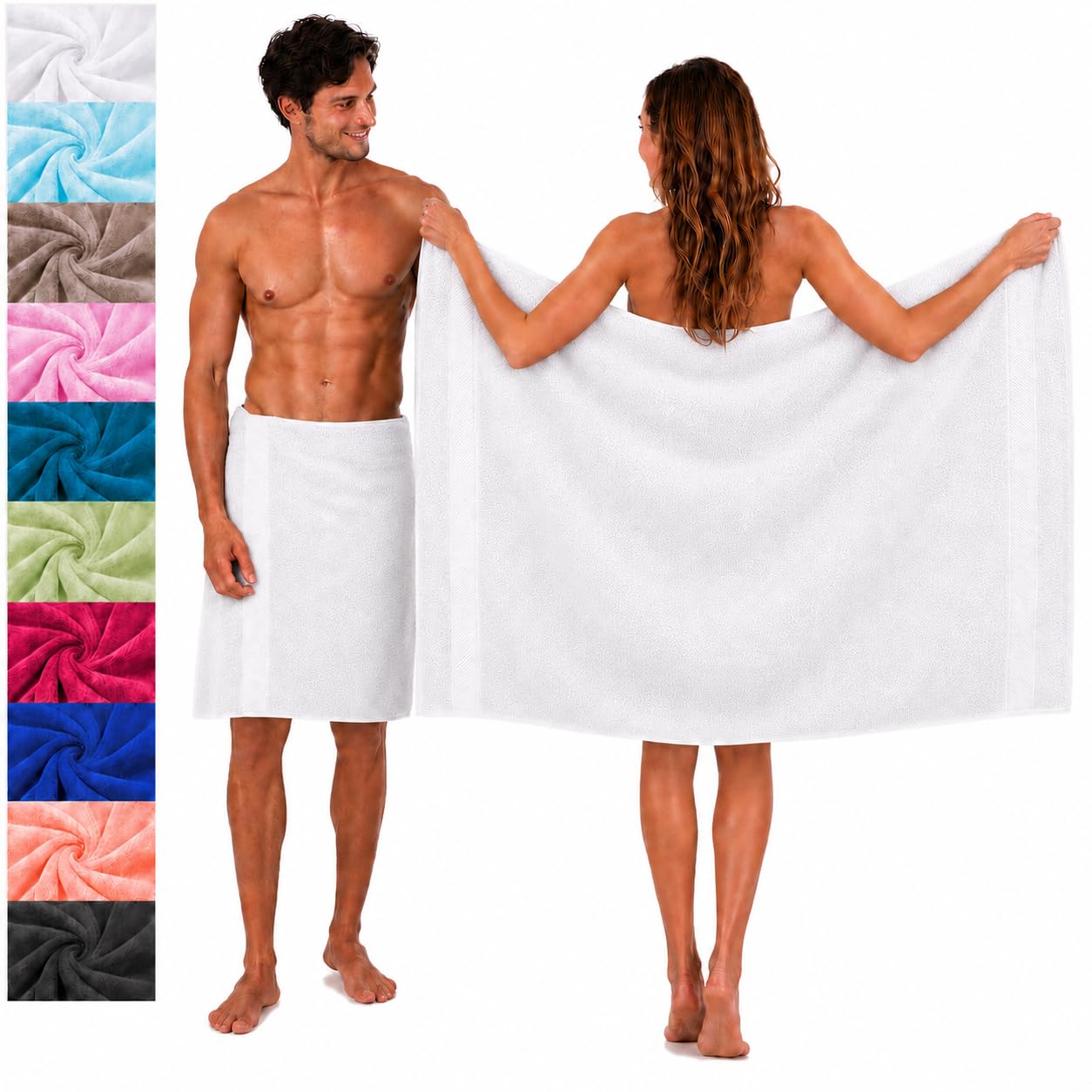Betz set di 2 asciugamani per sauna PALERMO 100% cotone 80x200 cm colore bianco
