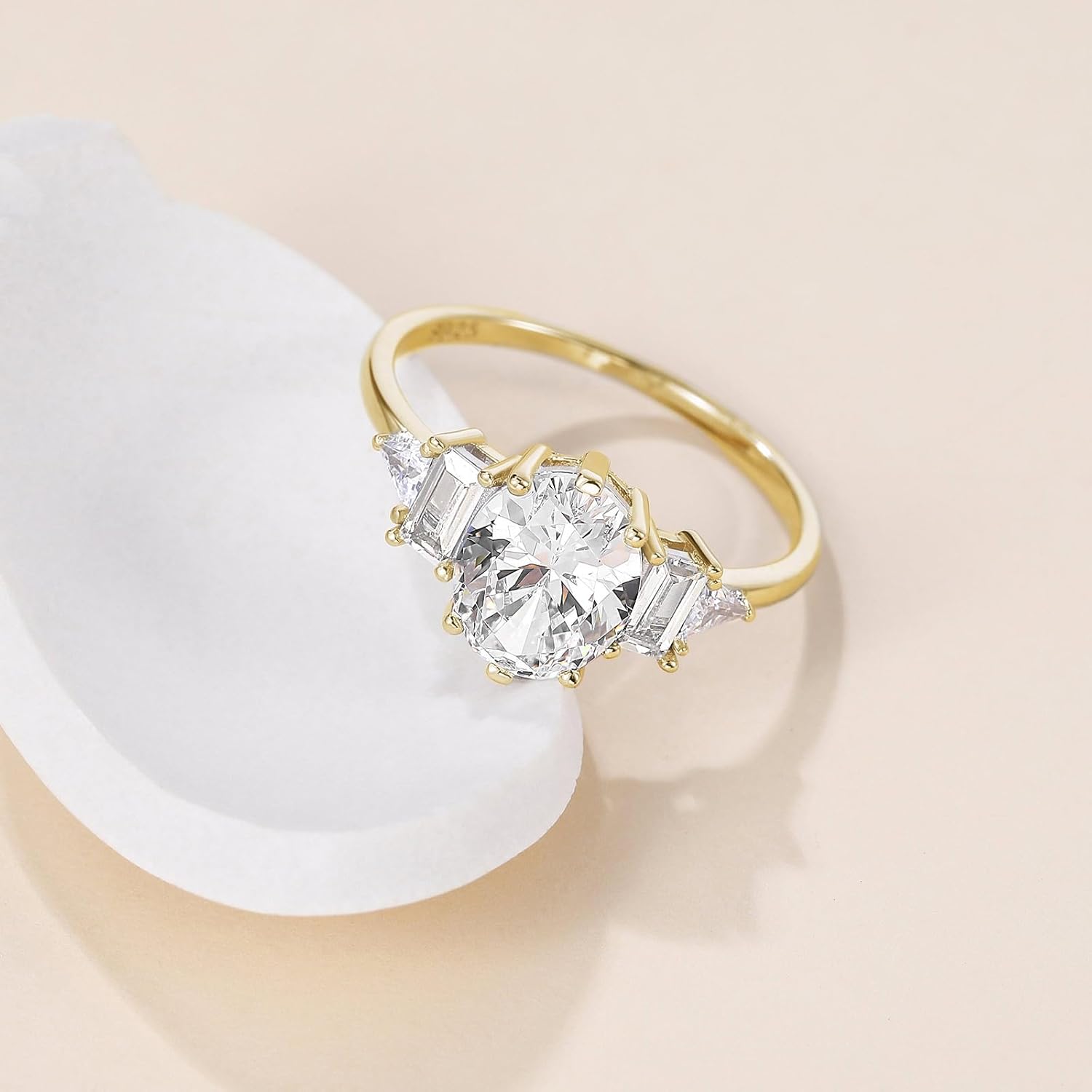 EAMTI 3CT 925 Sterling Silver Wedding Rings for Women Oval Cut Cubic Zirconia Engagement Promise Rings for Her Size 4-10 Gold 7 image 3 of 6 B0F32BQW3G