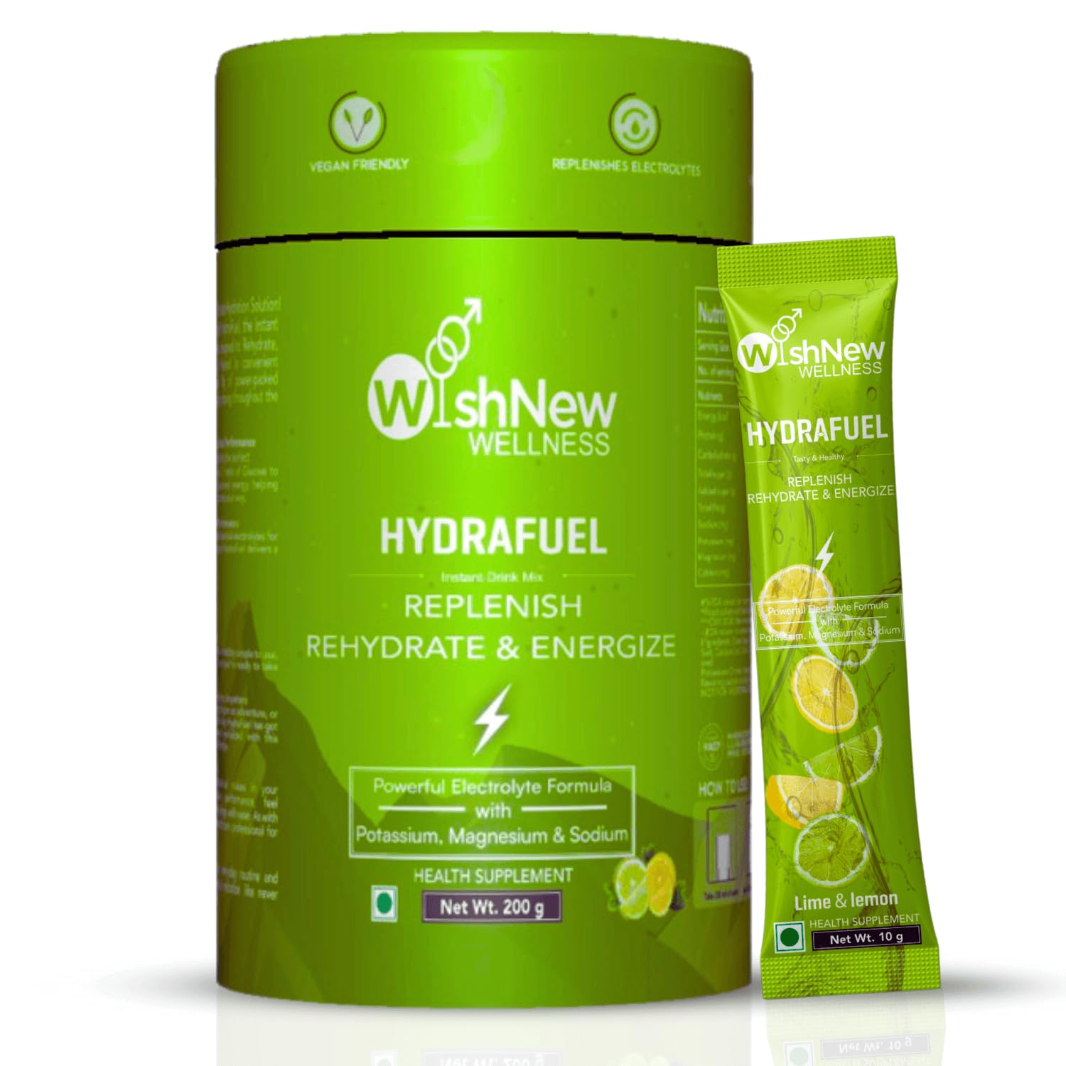 HydraFuel: Prime Electrolyte Energy Workout Drink Mix | Get Daily Hydration & Instant Energy Boost | Lemon & Lime Flavor with natural Sweetness| 20 Sachets | Suitable for Men & Women