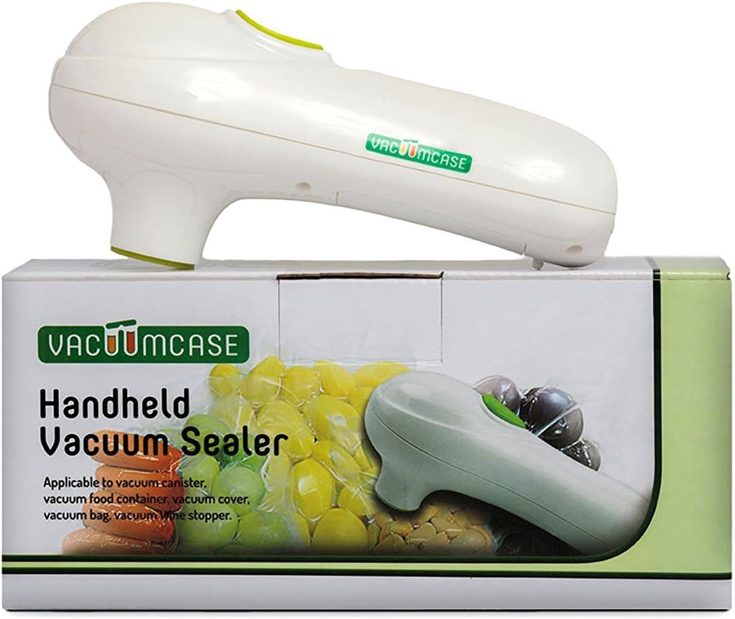 Vacuum sealer by Vacuumcase, Handled Vacuum Sealer, Seal And Store Food Or Waterproof Your Documents Fast And Easy, With 5 Free Reusable Zipper Lock Bags