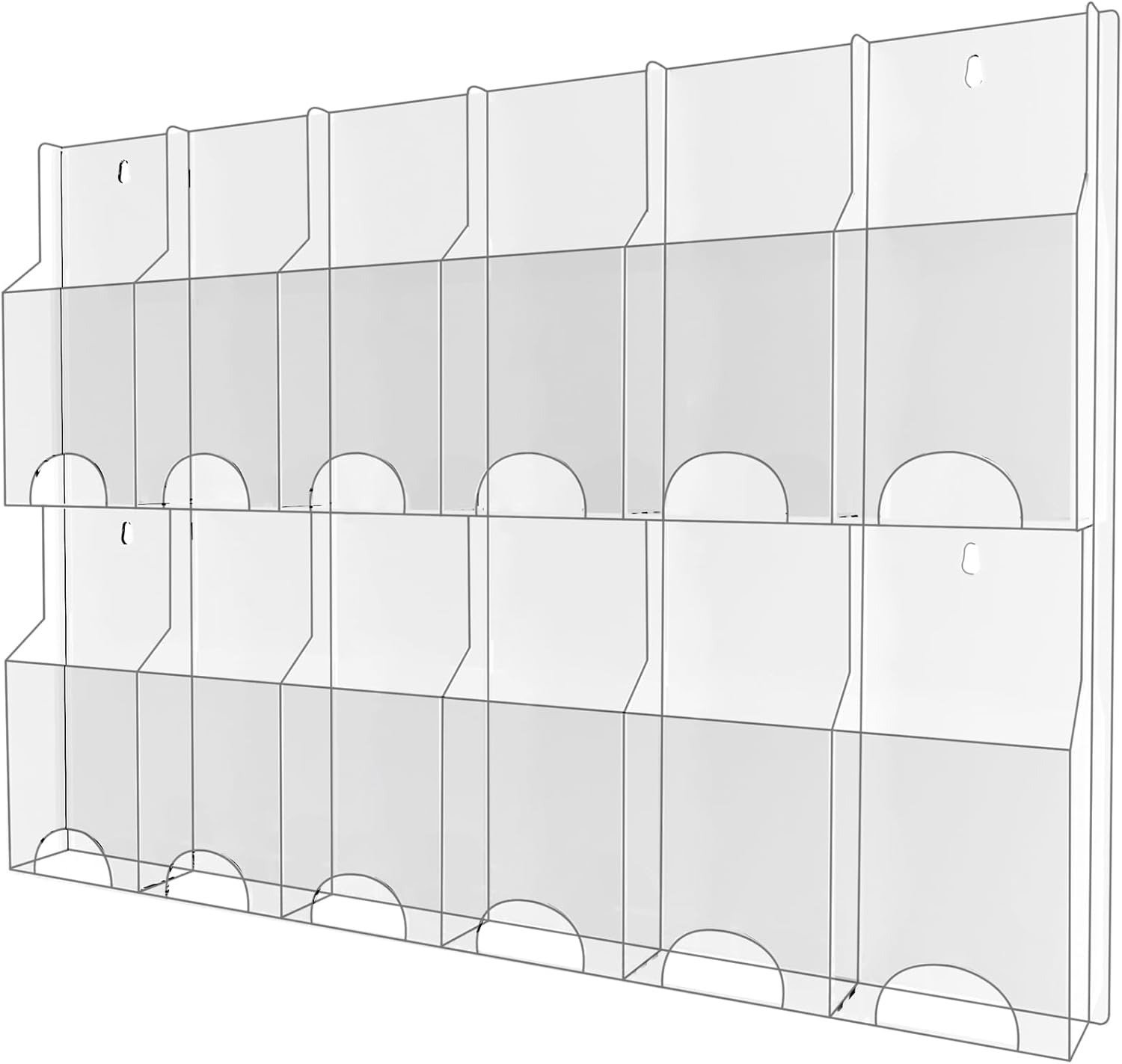 Acrylic Brochure Pamphlet Holder, 12 Pamphlet Holders, Clear Brochure Display Stand Wall Mount, Trifold Flyer Rack, Literature Storage Rack for Home, Offices, Waiting Room ALR12P