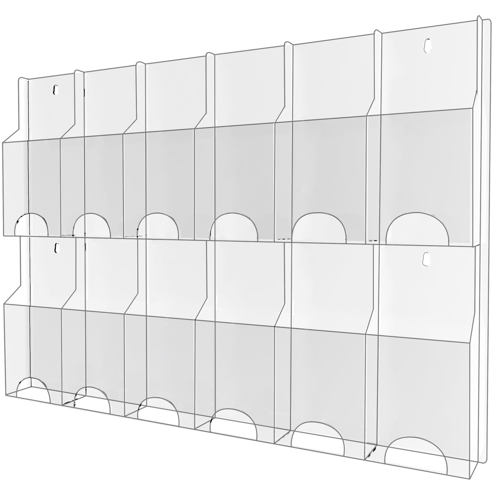 Soporte de pared acrílico para folletos, 12 soportes para folletos, soporte transparente para folletos