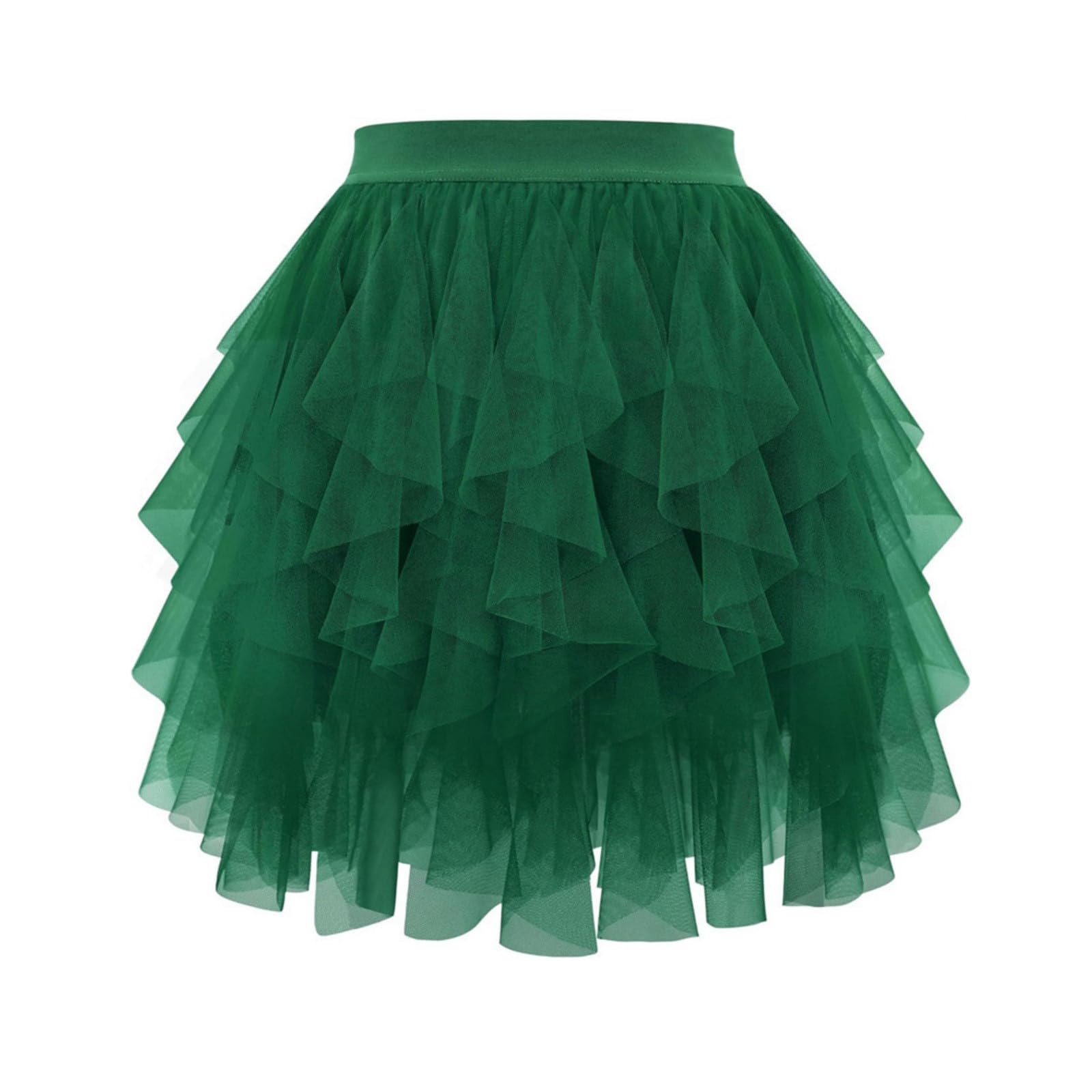 Womens Summer Mesh Pleated Tutu Skirt | High Waisted Fluffy Layered Cake Skirt | Mini Skort for Stage Performance — view 12
