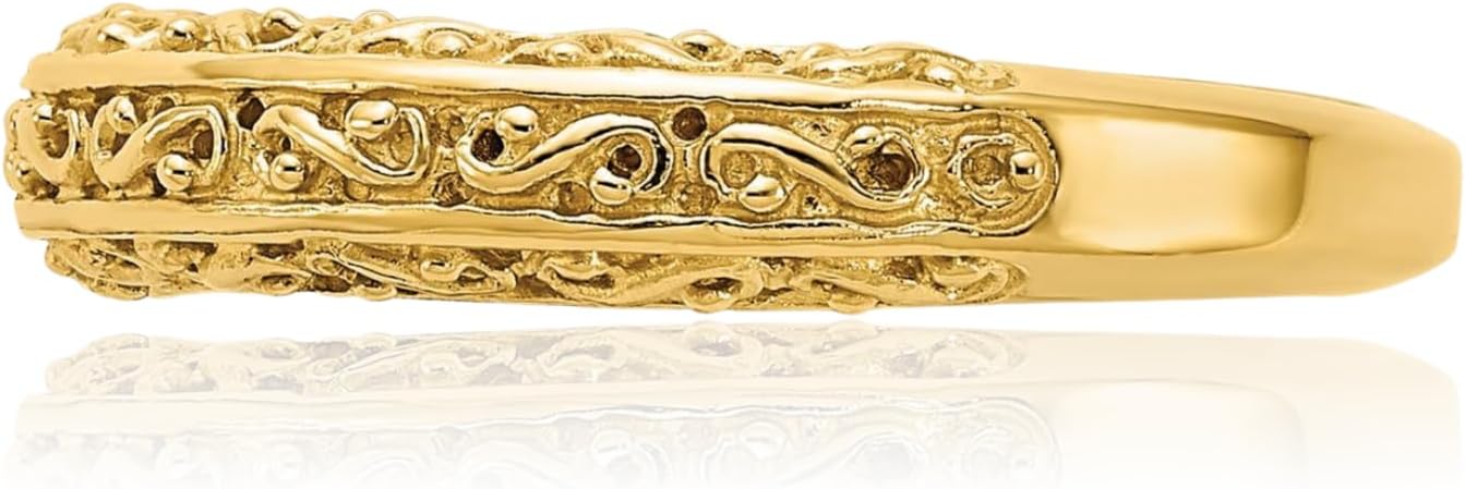 IceCarats 14K Solid Yellow Gold Vintage 3mm Filigree Wedding Band Ring Polished