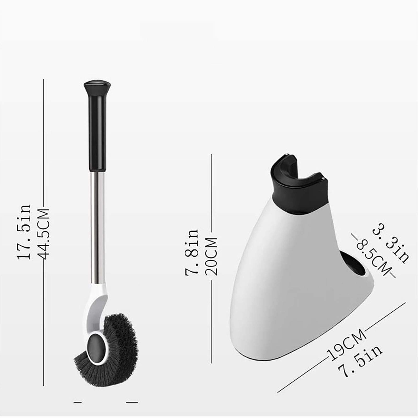Scopino per WC, scopino per WC e Set di Supporto, spazzole per WC in Silicone per Pulizia Profonda con setole morbide TPR per Supporto per Superficie con spazzolino da Bagno, Nero