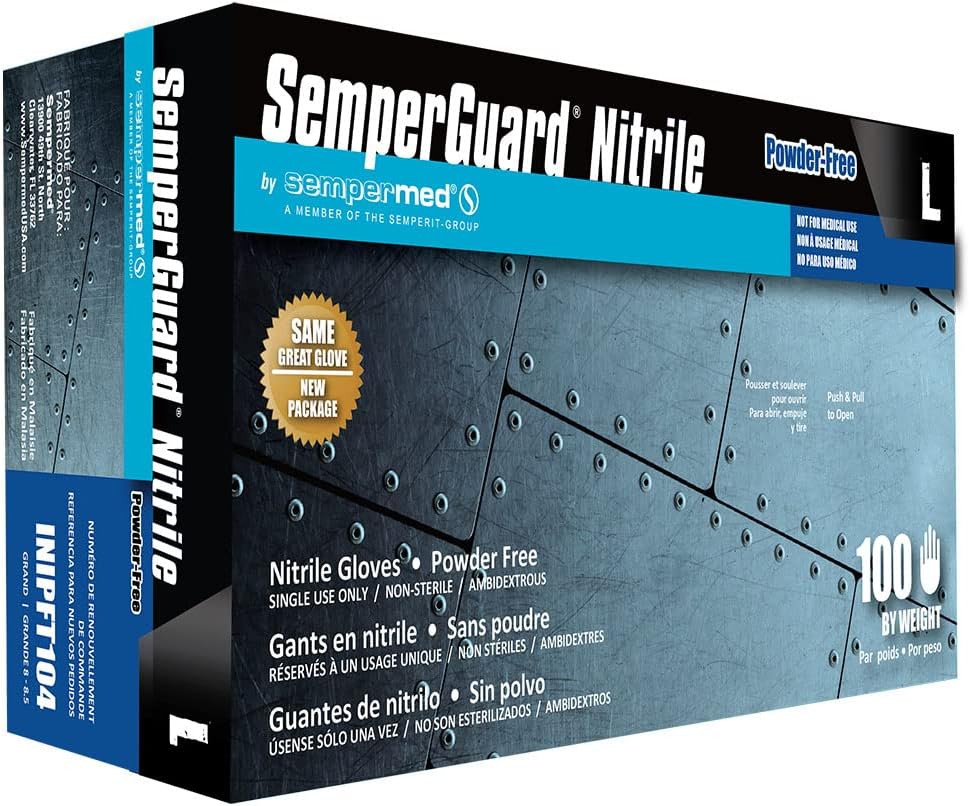 Semperguard INIPFT104 LG Nitrile, Powderfree Gloves 1000/Case