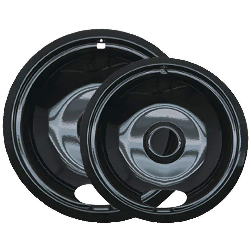 Range Kleen P12782XCD5 Drip Pan Porcelain 1 6" & 1 8", 2 Pk Black All/Large