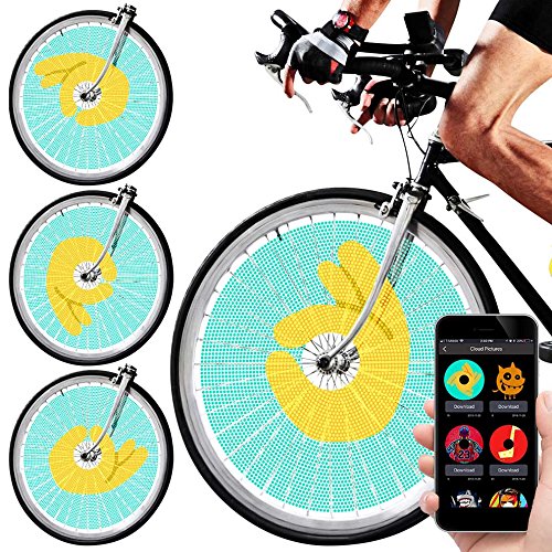 Swagtron SWAGLIGHT Bike Spoke Lights w/Mobile App & Theft Alarm - Bicycle Spoke Safety Light, Ultra-Vivid LED Bulbs, 16 Million Colors; Display Custom Images & GIFS Using Your iPhone