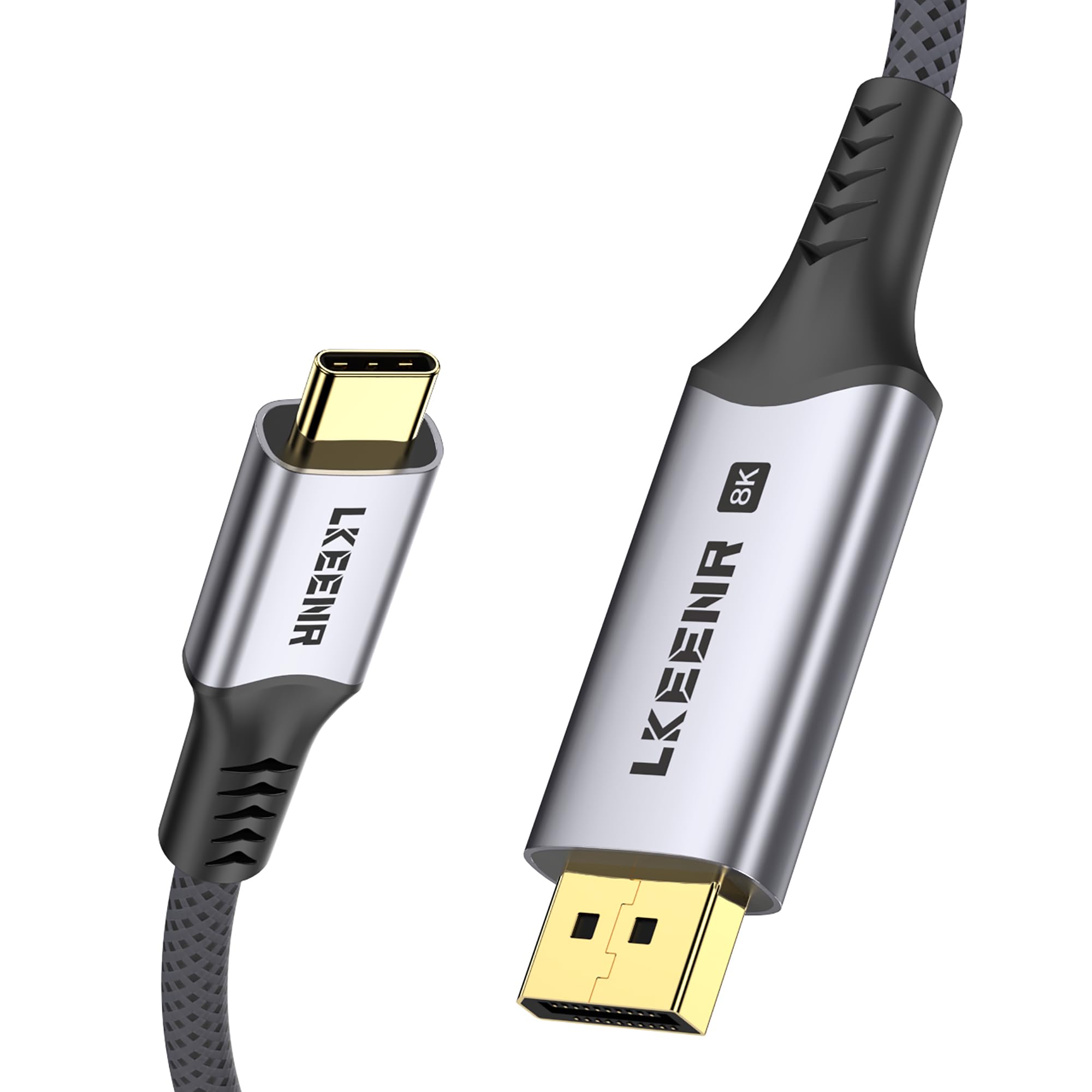 LKNNER Kabel USB C do DisplayPort 1.4, 8K przy 60 Hz, 2 m, 4K przy 240 Hz, jednokierunkowy Thunderbolt 5/4/3 do DisplayPort 32,4 Gb/s, kompatybilny z iPhone 16, iPad, Mac mini, Galaxy