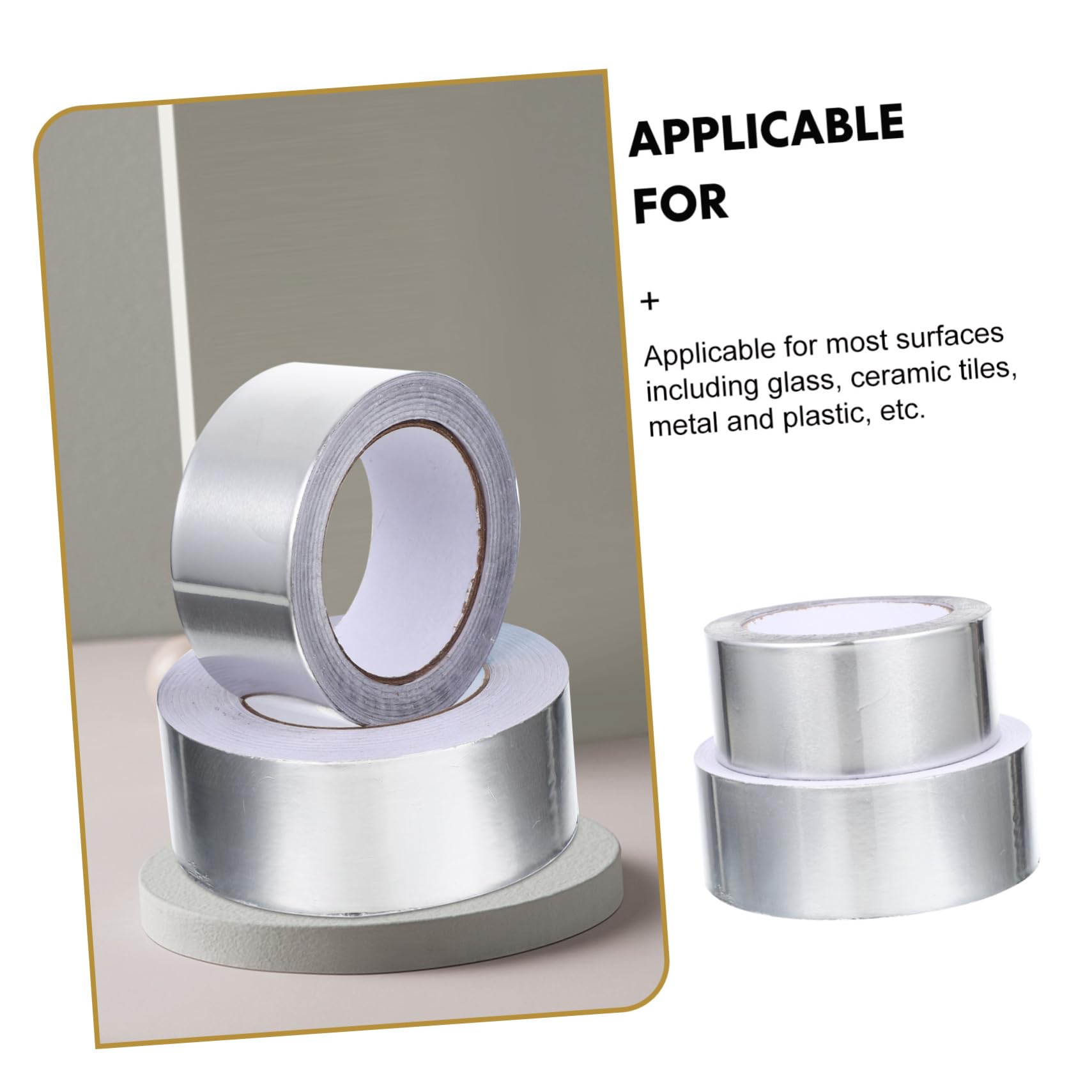2 Rollen Aluminium Klebeband Set Hitzebeständiges Selbstklebendes Alufolien Tape für Küche Elektronik Wasser und Ölschutz Vielseitig Einsetzbar