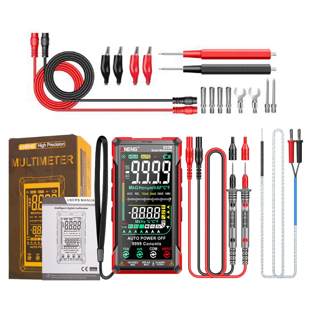 622B Digital Smart Multimeter Electrical Tool 10A Tester Meter Auto Range True RMS DC/AC 9999 Multitester With Laser Lamp Combination Line With Box