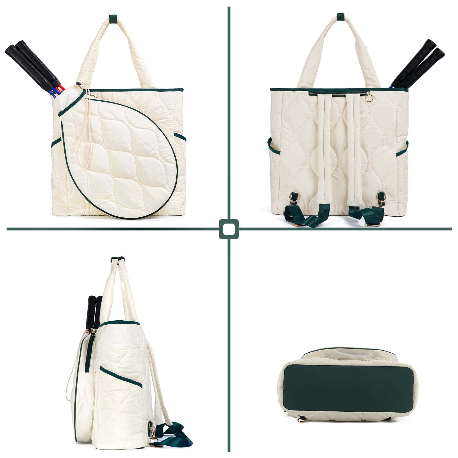 TILDOSAC 2-en-1 Tennis Tote Bag Racquet Quilted Pickleball Racquet Sacs, étanche à l'eau et léger pour Hommes et Femmes