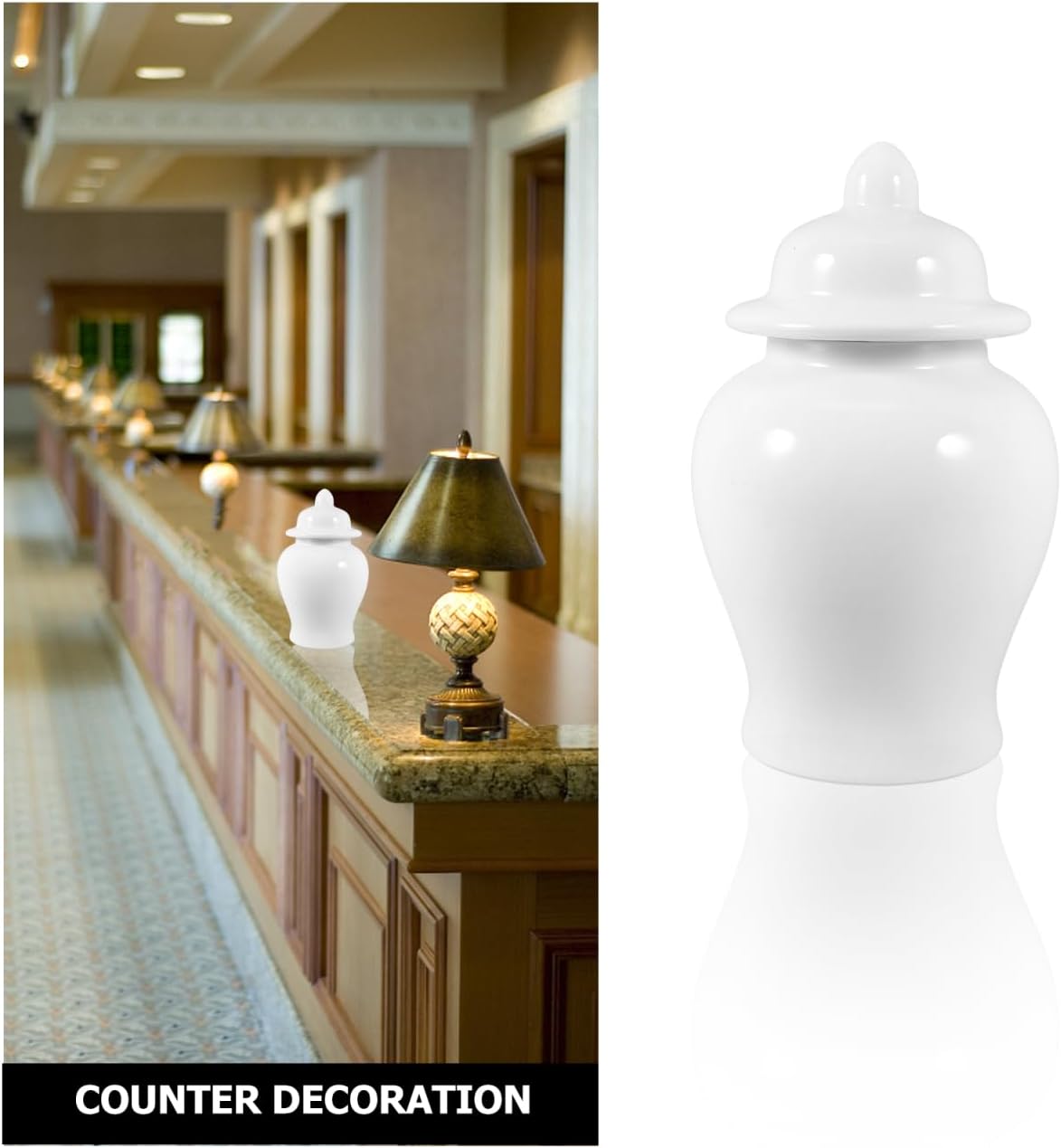 Mobestech Unique Home Decor White Jar Ornament Filler Modern Home Decor Ceramic Ginger Jar Decorative