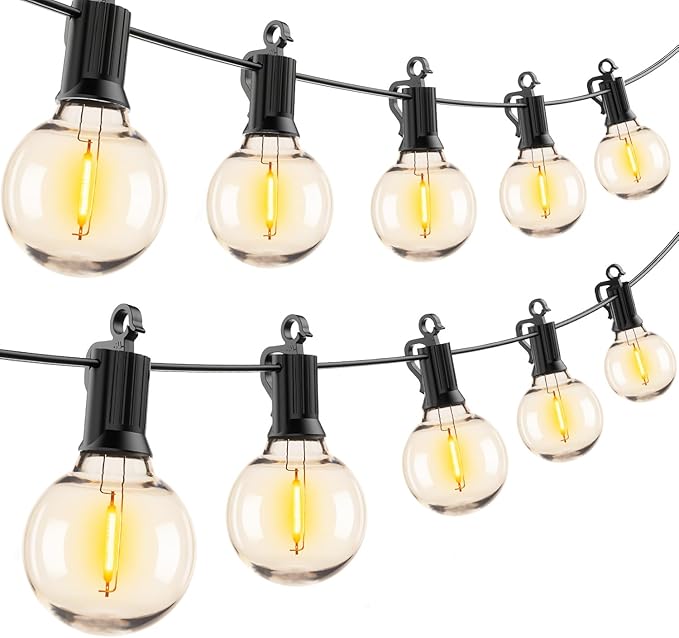 Outdoor String Lights - 2 Pack, 50 Ft Black