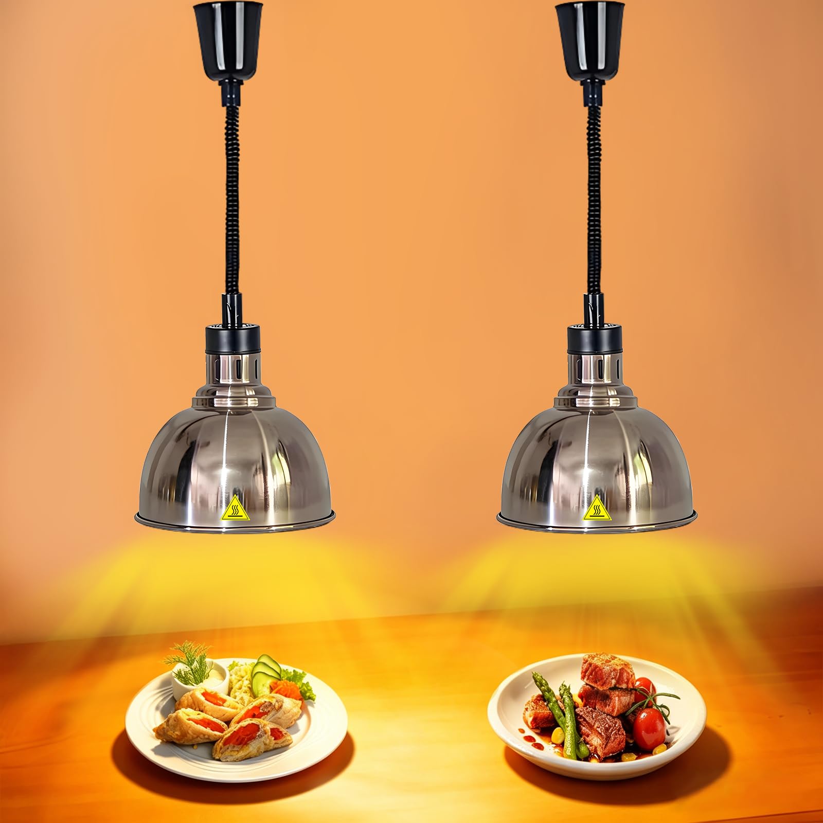 Lampe Chauffante Cuisine Professionnelle, Hauteur Réglable(25cm, 2pc) | Lampe Chauffante Alimentaire Restaurant 19/25 cm Diamètre, Lampe Chauffe Plat Cuisine Restaurant, Buffets et Hôtels