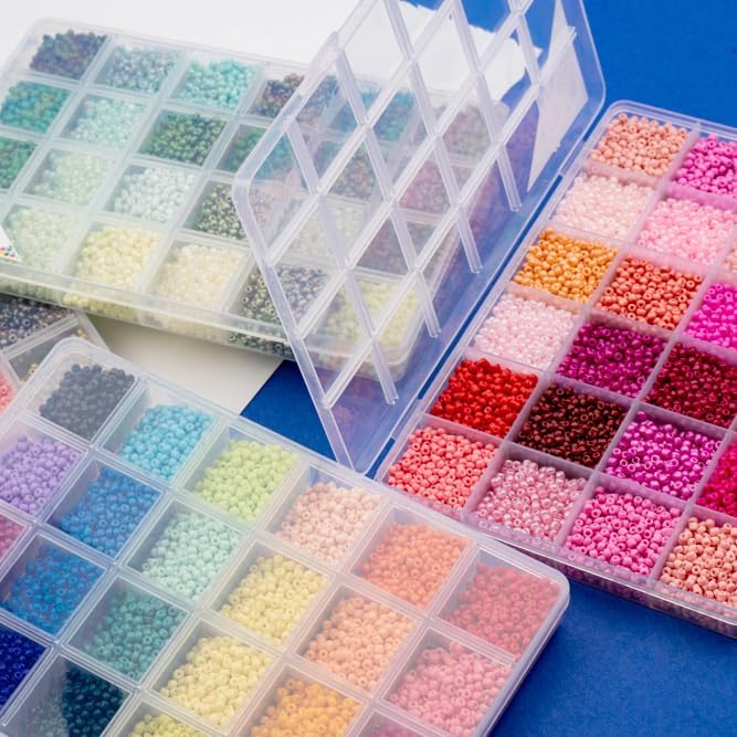 12500pcs John Bead Assorted Glass Seed Beads 8/0, 24 Colors Christmas Bliss Palette Round Bead for DIY Crafts Jewelry Making Bead Box - Image 7