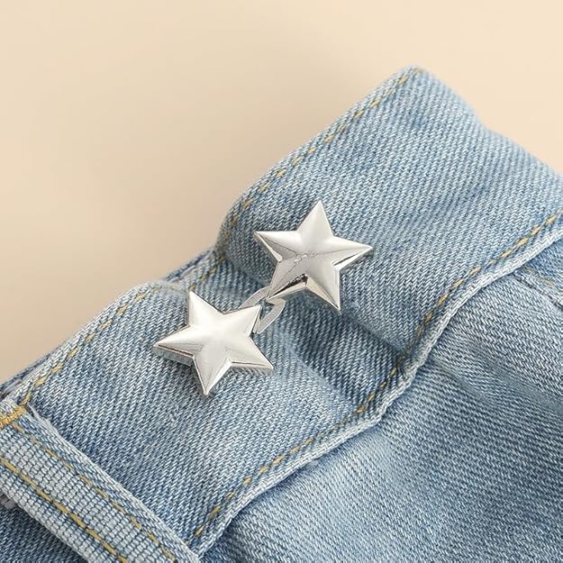 Image of YEKDA 4 Sets Butterfly Jean Buttons Waist Tightener for Loose Pants, No-Sew Adjustable Waist Buckle Clips, Detachable Decorative Jean Button Pins for Women's Jeans & Skirts (Kitty Mix)