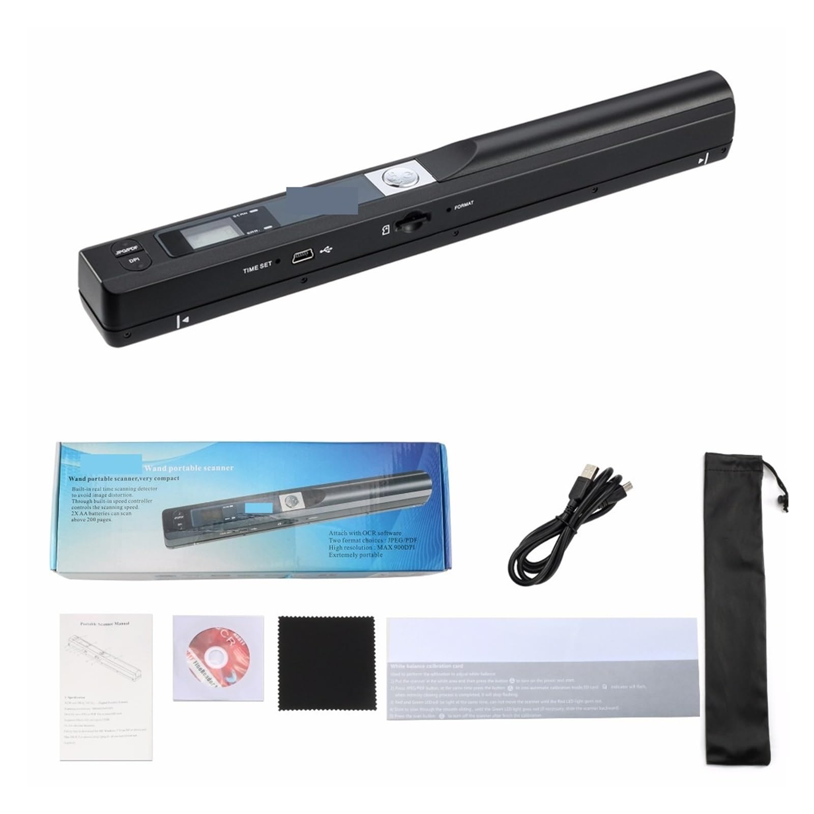 Scanner portatile Scheda di supporto USB wireless da 900 DPI Documenti, Carta A4 Scansione immagini fotografiche Display JPG PDF Batteria per Studio Commerciale