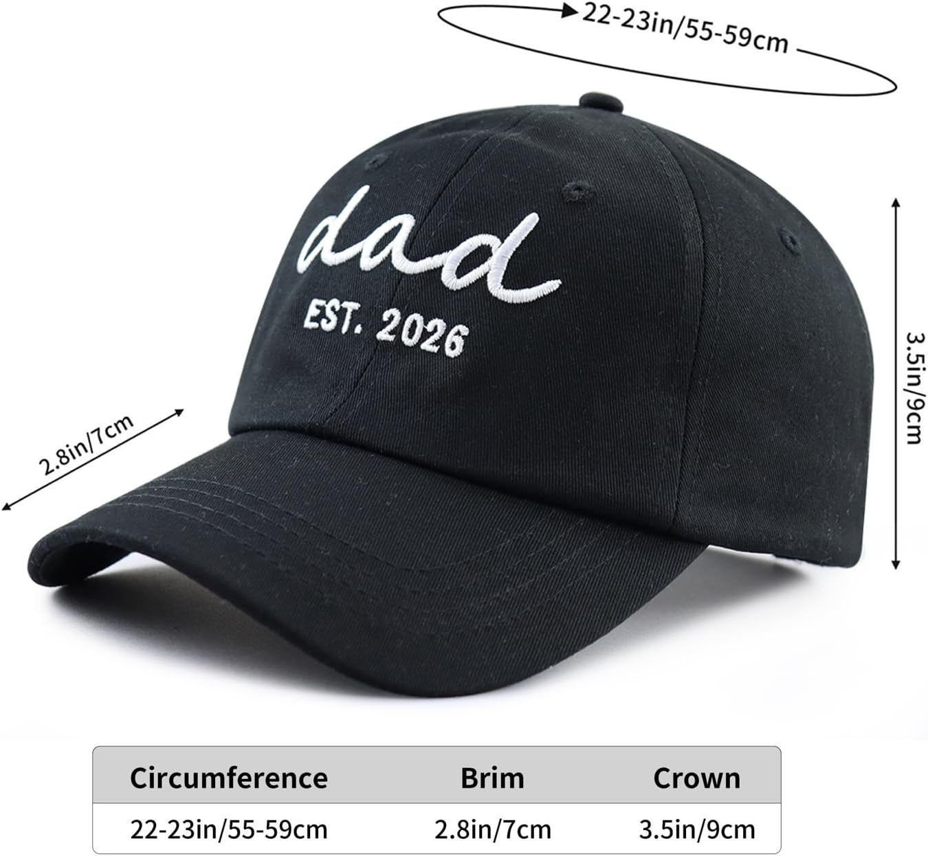 Gifts for New Parents, 2PCS 2026 Mom and Dad Hats, Best Papa Mama Baseball Cap, Funny Mothers Fathers Day Birthday Gifts for New Moms Dads Husband Wife Black-White