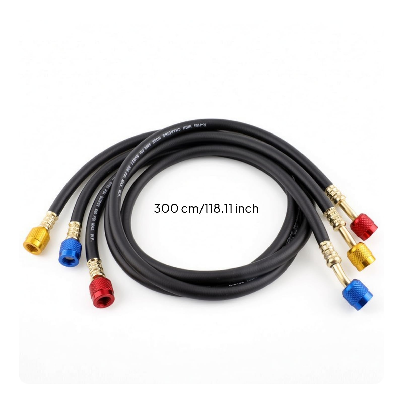 Hose Tubo Servizio Climatizzazione Refrigerazione Auto Manometri Gomma E Ottone Tenuta Antiperdita Pressione 800 Psi Adatto per Ricarica Evacuazione Controllo Pressione, 3m