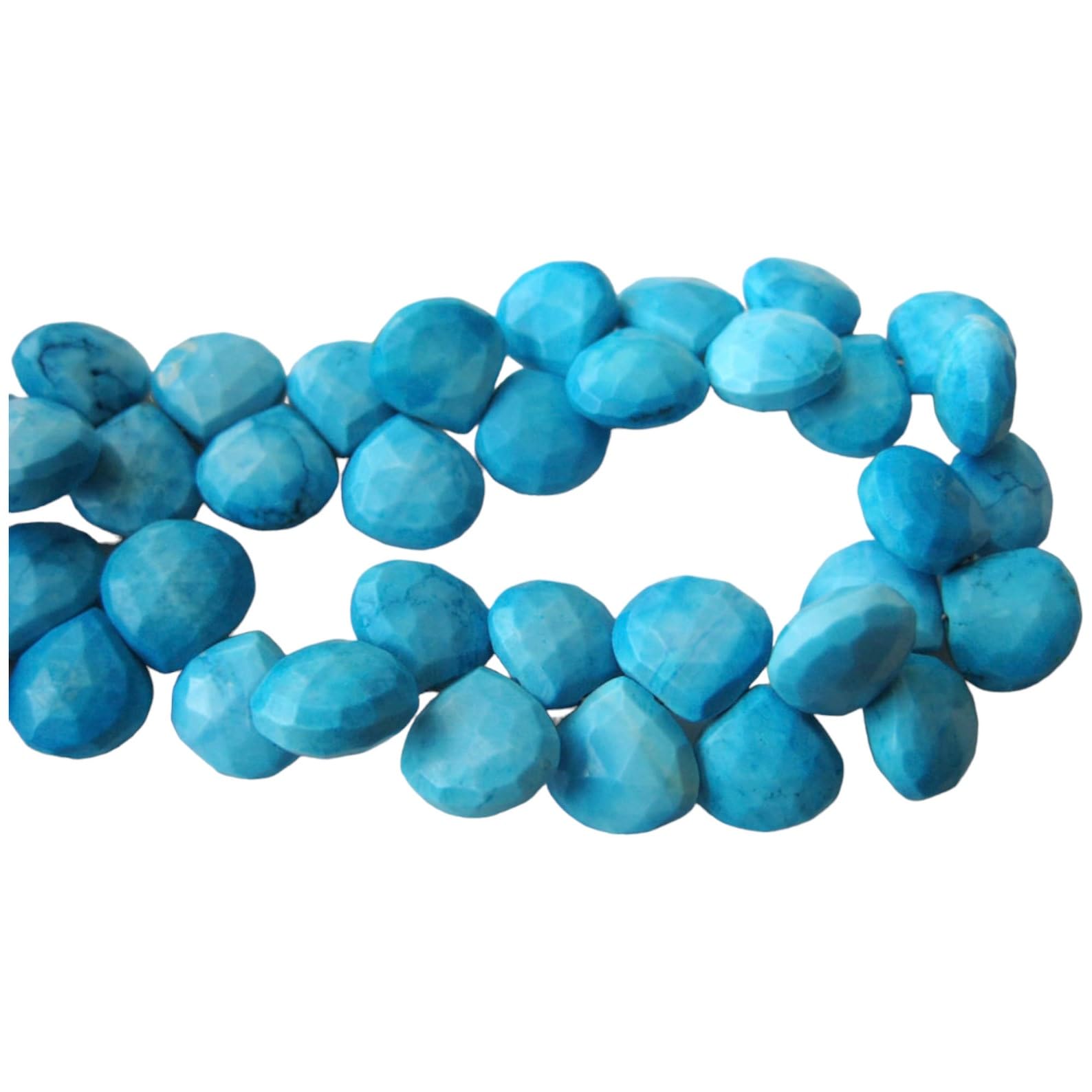 Briolettes de cœur à facettes turquoise chinoise 8mm perles bijoux femmes