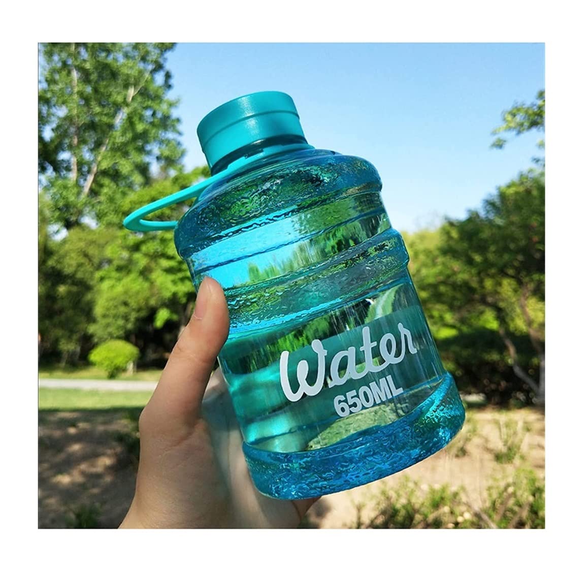 Bouteille d'eau Portable Sport Bouteille D'eau 650 Ml Grande Capacité Shaker Protéine Bouteilles D'eau Poignée Gym Fitness Bouilloire Bouteille Isotherme Gourde Sport ( Blue : Blu , Size : 601-700ml )