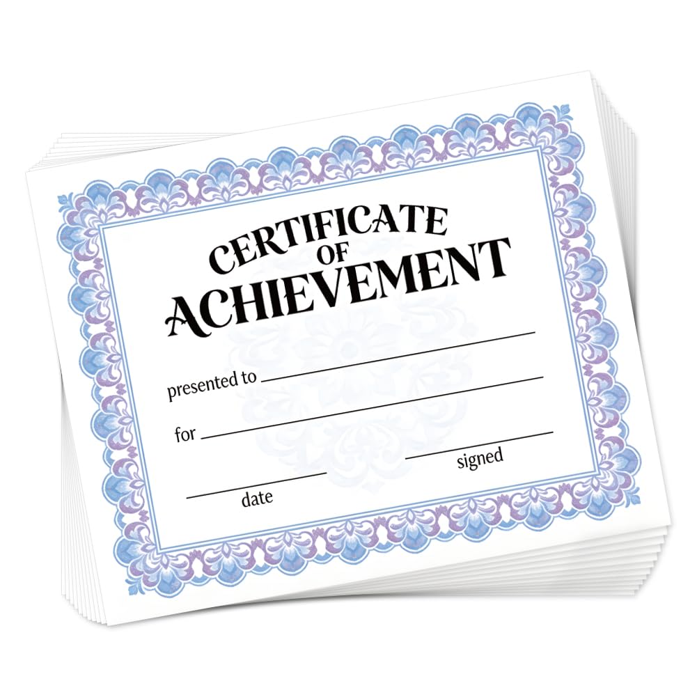 TNKBREEZE 30Pcs Blank Award Certificates Flowers Personalized Certificate for Preschool Office Competiton Blue Purple Certificate Paper for Awards Graduation Diploma 25x20cm Sports Achievement
