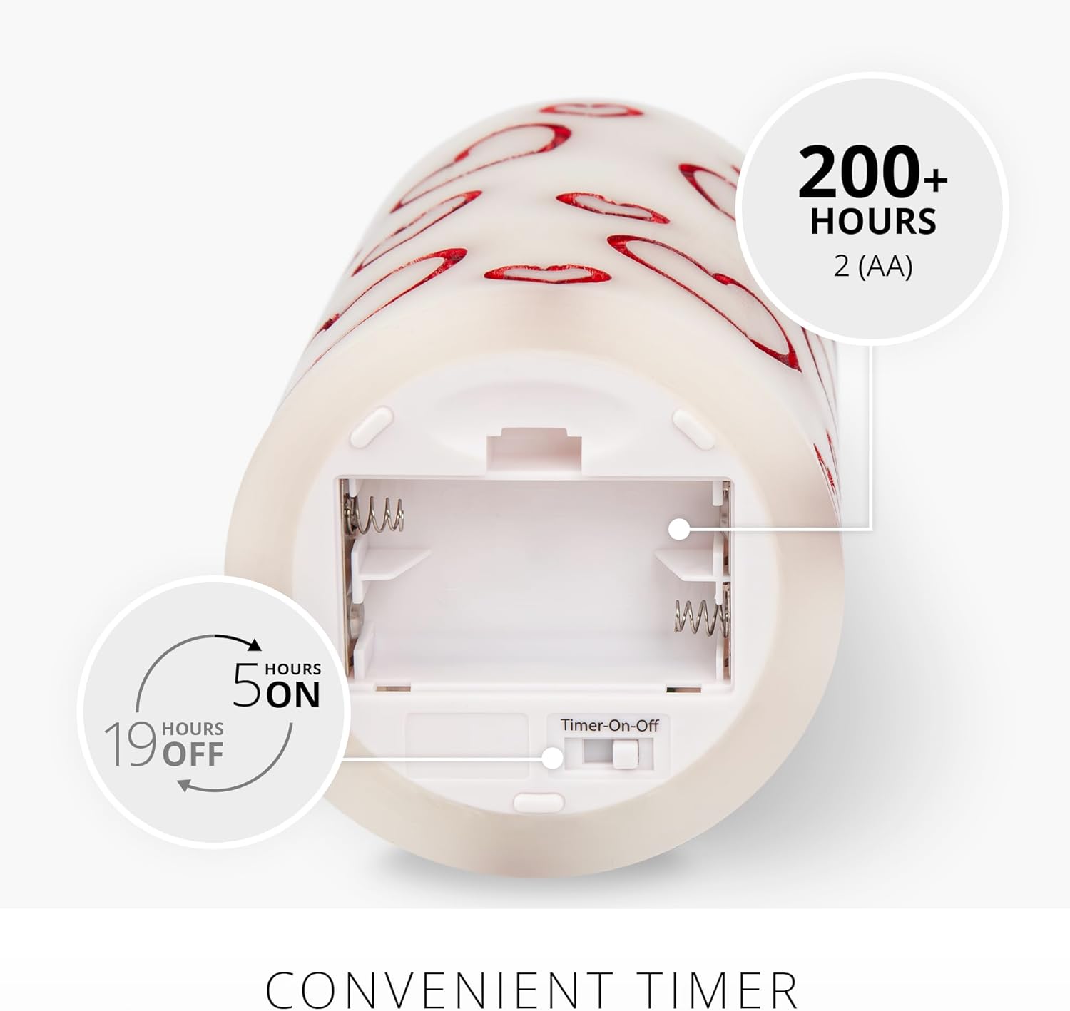 Luminara Debossed Hearts Pillar Candle Metallic Red - Patented Flickering Flameless Technology - Valentine's Day Collection - Remote Ready - 6.5"